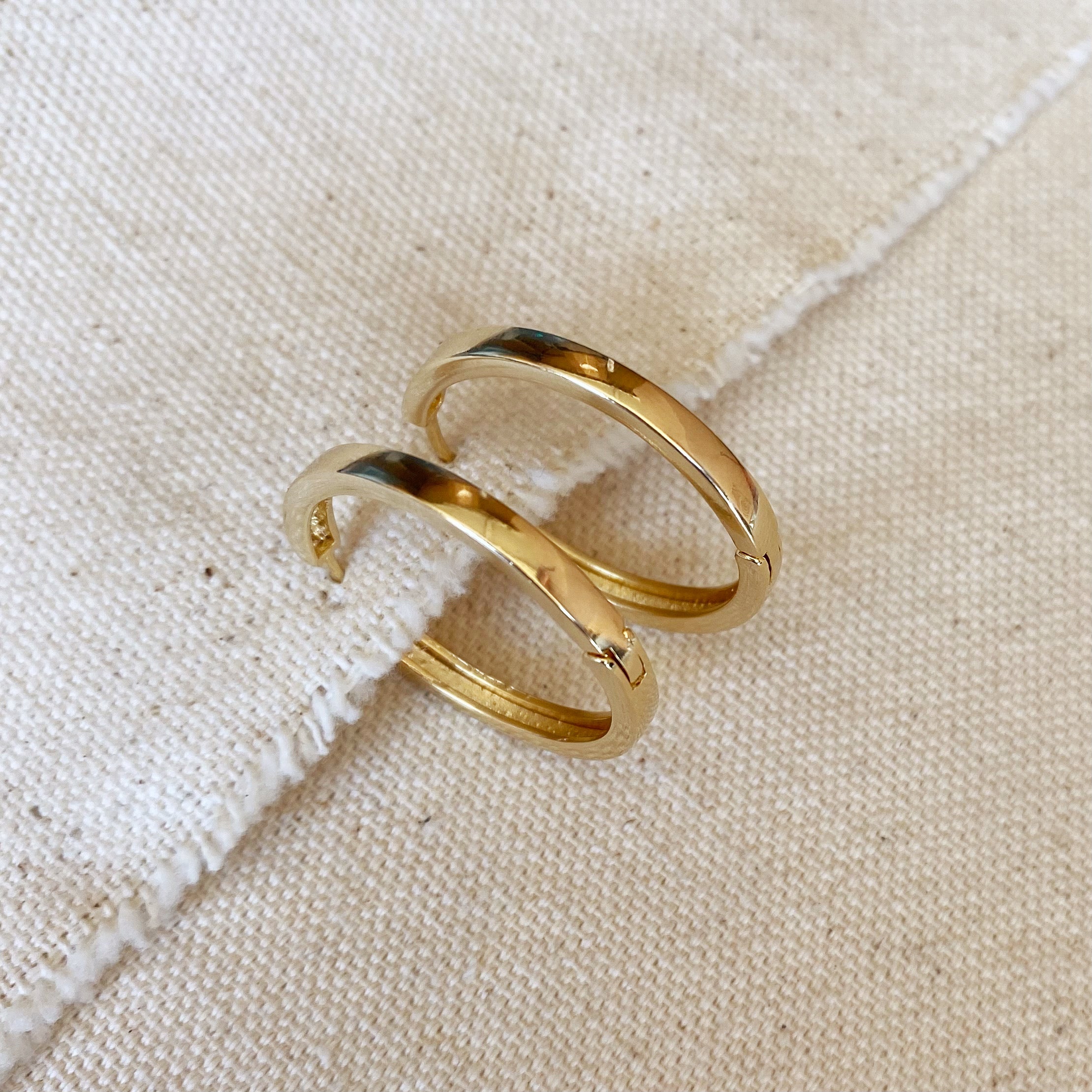 18K Gold Filled Flat Hoop Earrings for Women - Classic Minimalist Dainty Everyday Jewelry - Perfect for Work, Date Night & Special Occasions