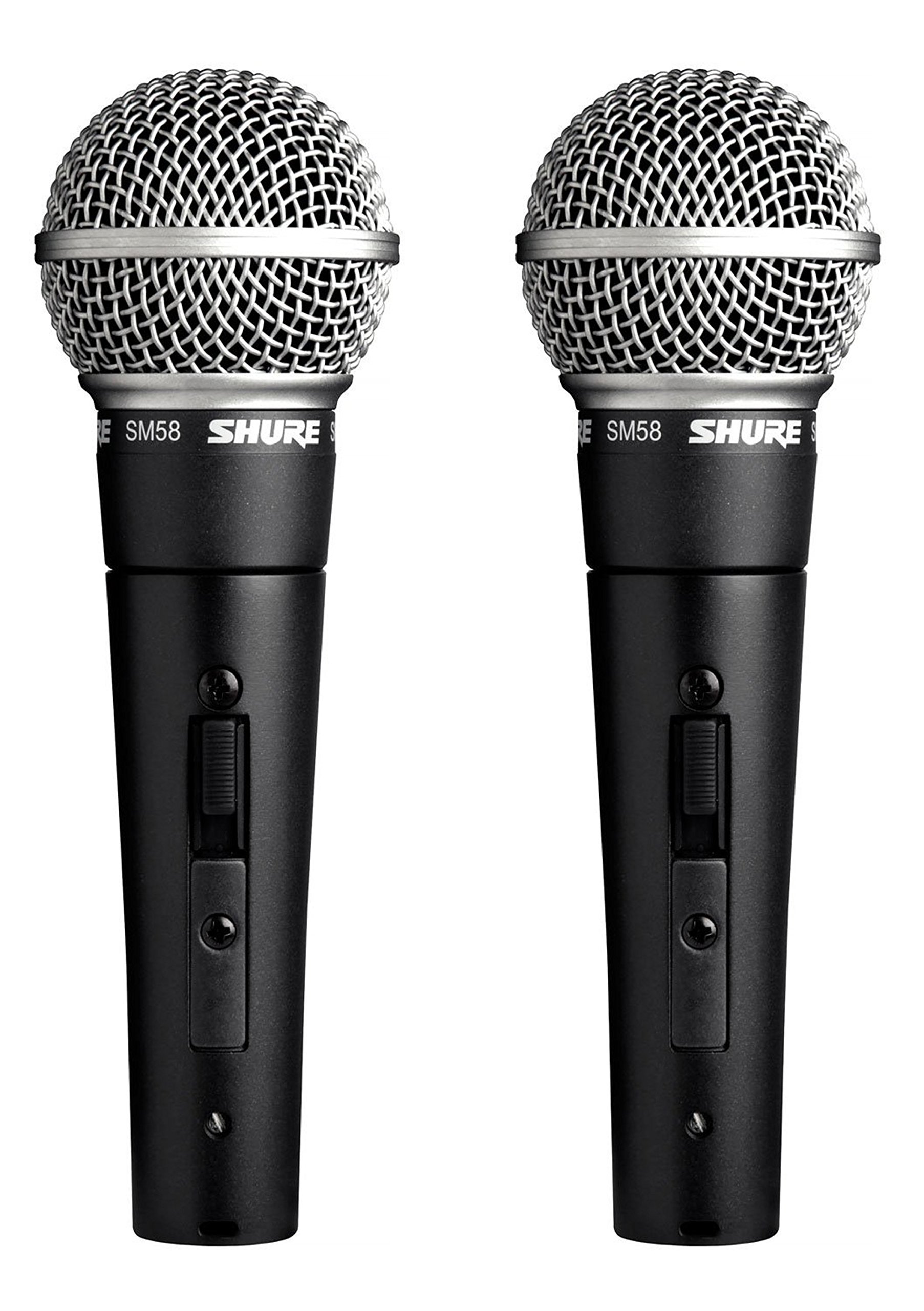 Shure SM58S Professional Vocal Microphone with On/Off Switch - XLR Dynamic Mic (2 Pack) for Live Performances, Studio Recording & Podcasting