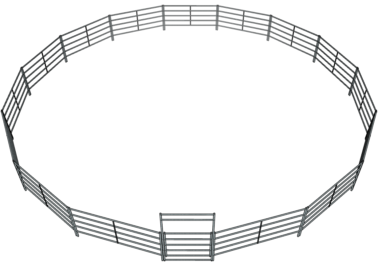 50ft Heavy Duty Galvanized Steel 5-Rail Round Horse Pen - Perfect for Horse Training, Riding Arenas & Pasture Enclosures