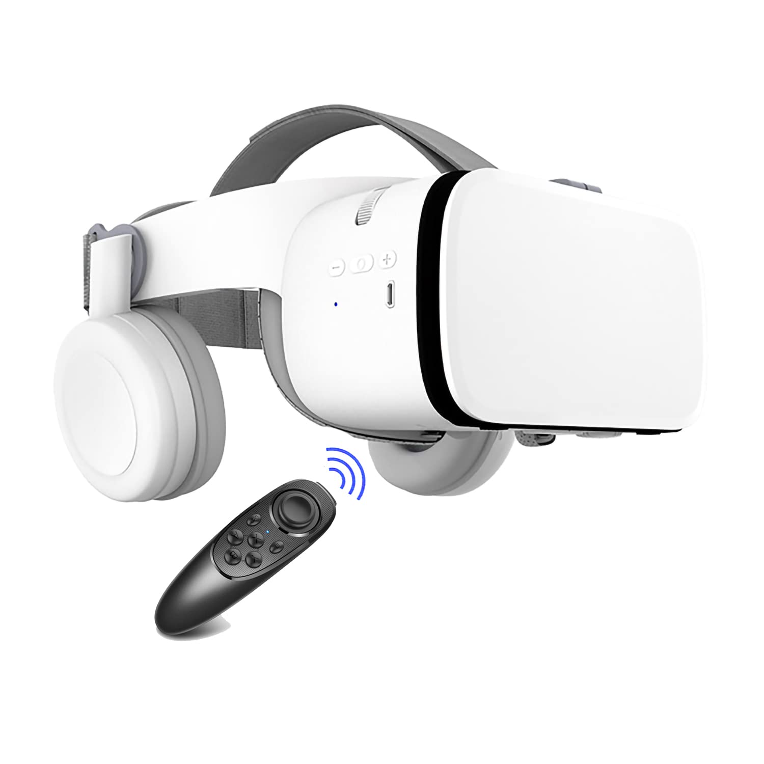 Thafikzi VR Headset for iPhone & Android - 3D Virtual Reality Glasses with Bluetooth Headset & Remote Controller for Movies, Gaming & Metaverse | Wireless VR Goggles for Smartphones (White) - Perfect for Home Entertainment, VR Gaming & Immersive Movie Experiences