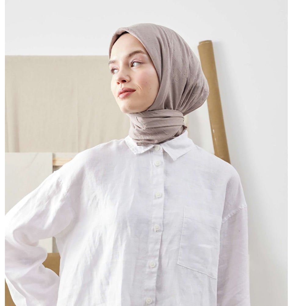 Breathable Bamboo Viscose Square Summer Hijab Scarf - Taupe | Lightweight & Comfortable Head Covering for Women | Perfect for Outdoor Activities, Prayer & Daily Wear