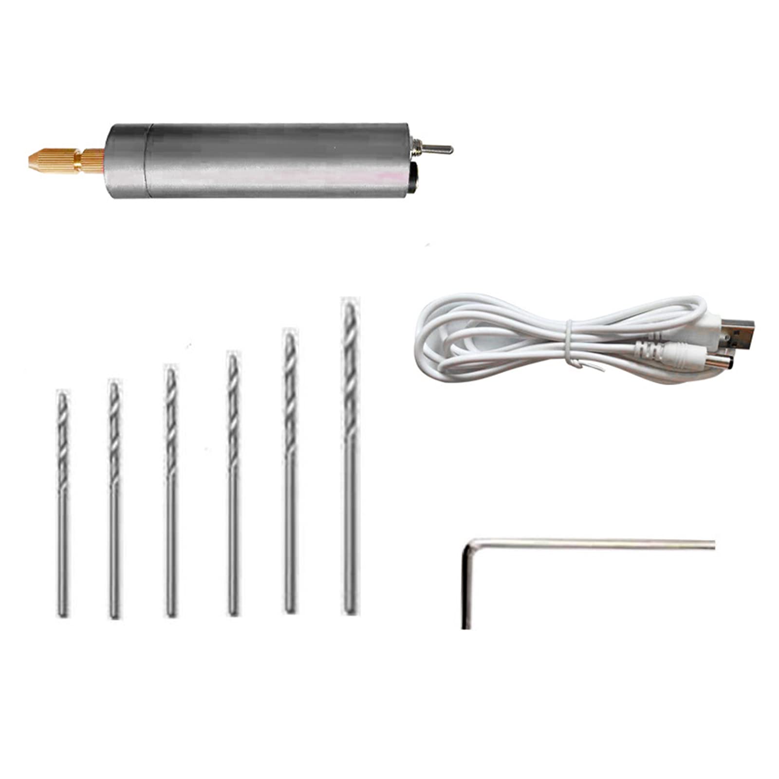 Adjustable Micro Mini Electric Hand Drill - Portable DIY Drilling Tool for PCB, Plastic, Wood, Acrylic & Pearls - Aluminum Handheld Drill (Gray) - Perfect for Jewelry Making, Craft Projects & Home Repairs