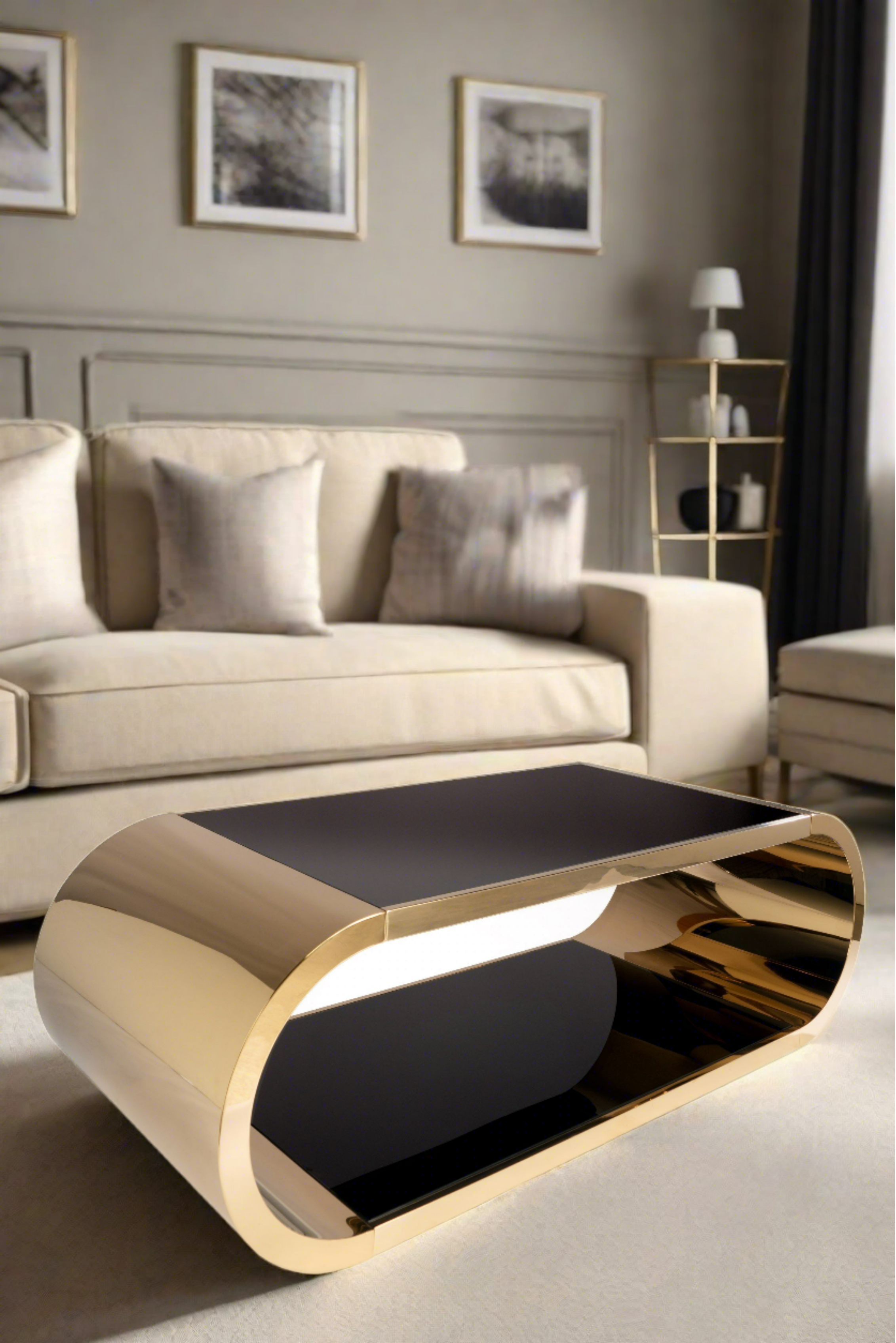 Modern Gold Pia Coffee Table - Mid-Century Style Living Room Furniture for Home Decor & Small Space