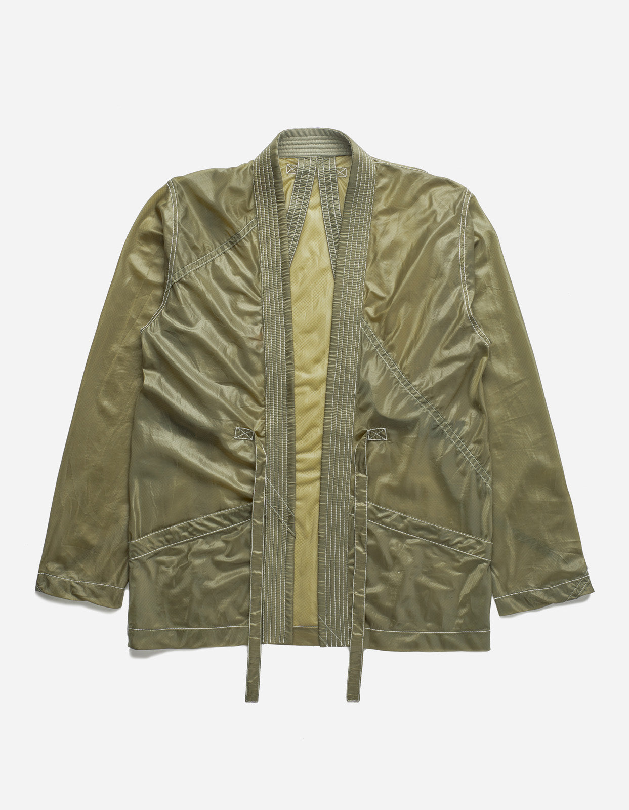 Upcycled Parachute Kimono Jacket - Olive Green Lightweight Cover-Up for Women | Boho Chic Loungewear, Beach Cover-Up & Festival Fashion