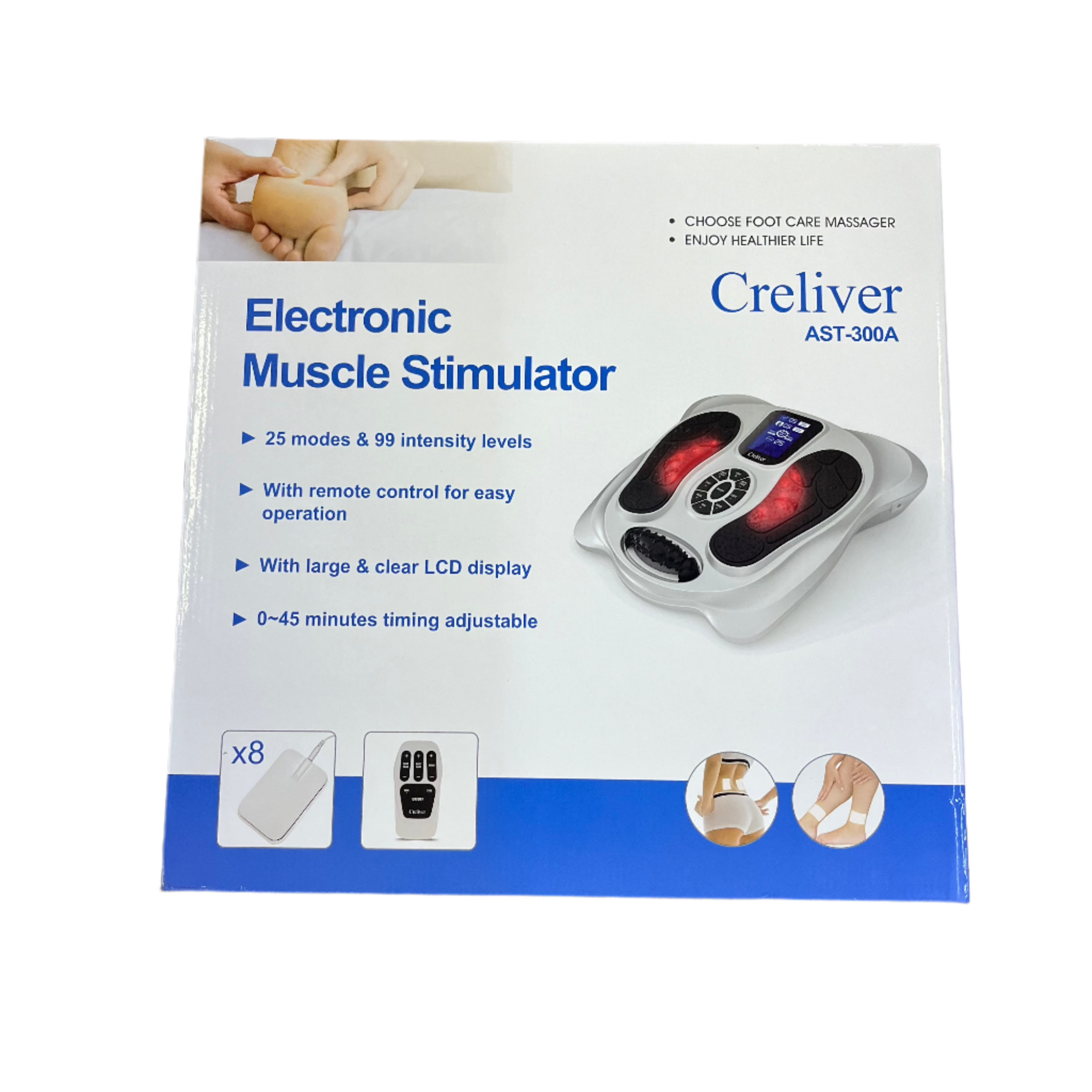 Creliver AST300A EMS TENS Muscle Stimulator for Pain Relief & Muscle Recovery - Portable Electric Pulse Massager for Home, Gym & Physical Therapy