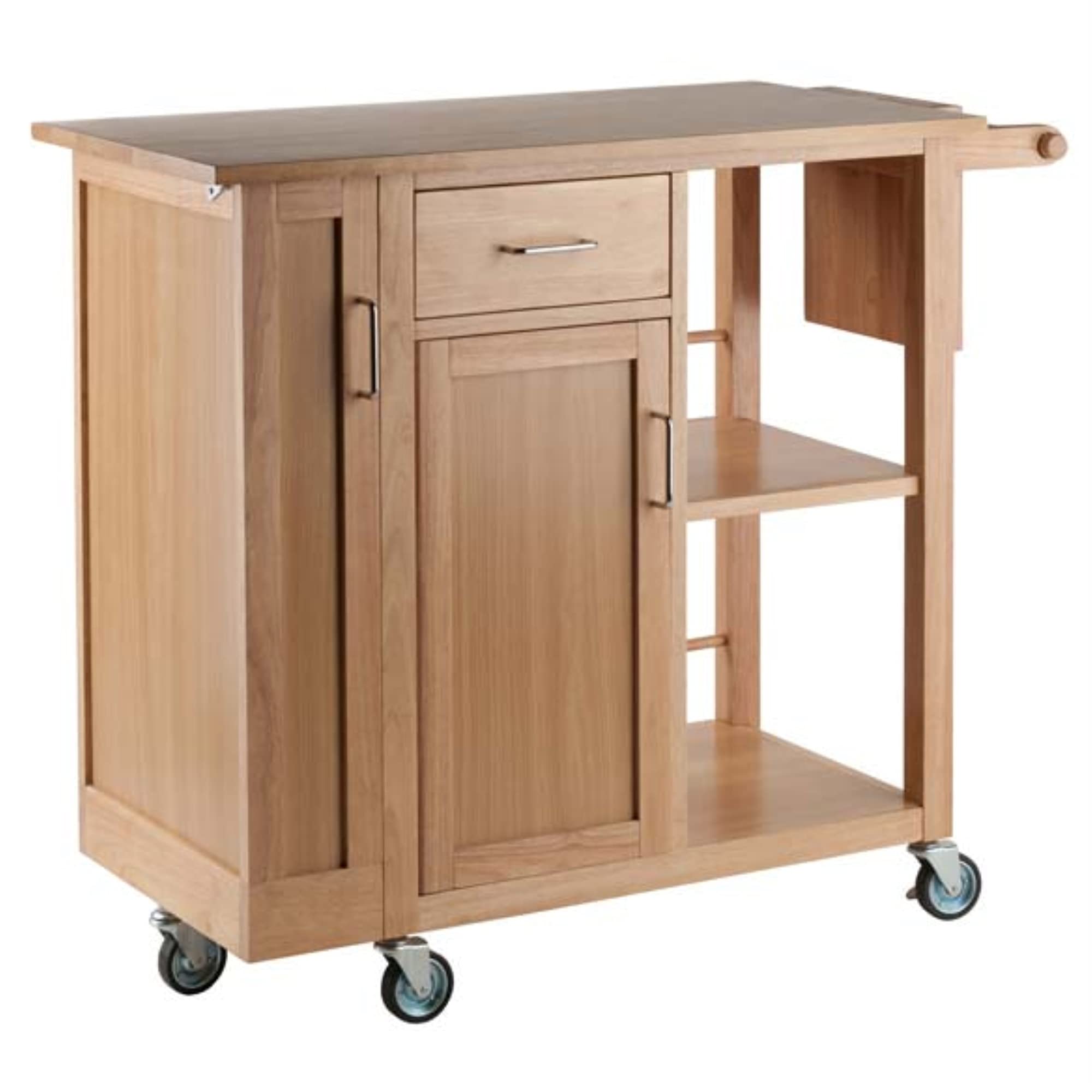 Ergode Julia Kitchen Cart with Granite Top - Modern Rolling Kitchen Island with Metal Basket & Removable Tray, Black Finish, 22.6
