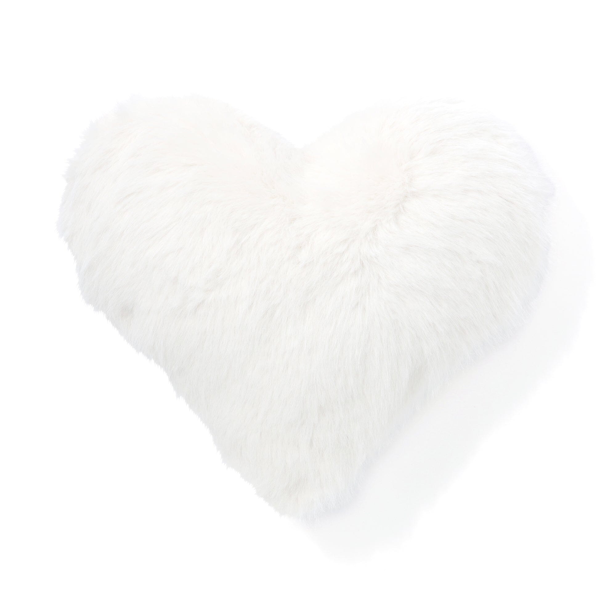 Soft Fur Heart Cushion Medium Ivory - Cozy Home Decor for Sofa, Bed, Nursery & Valentine's Day Gift
