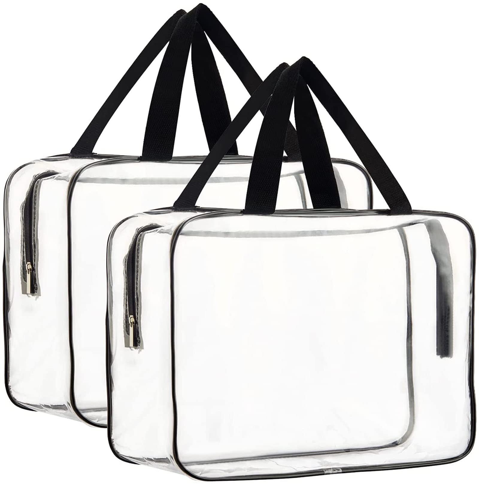 2 Pack Large Clear Toiletry Bags - Waterproof Transparent Travel Cosmetic Organizer for Makeup, Toiletries & Essentials | Perfect for Airplane Carry-on, Gym, Beach & Vacation Packing