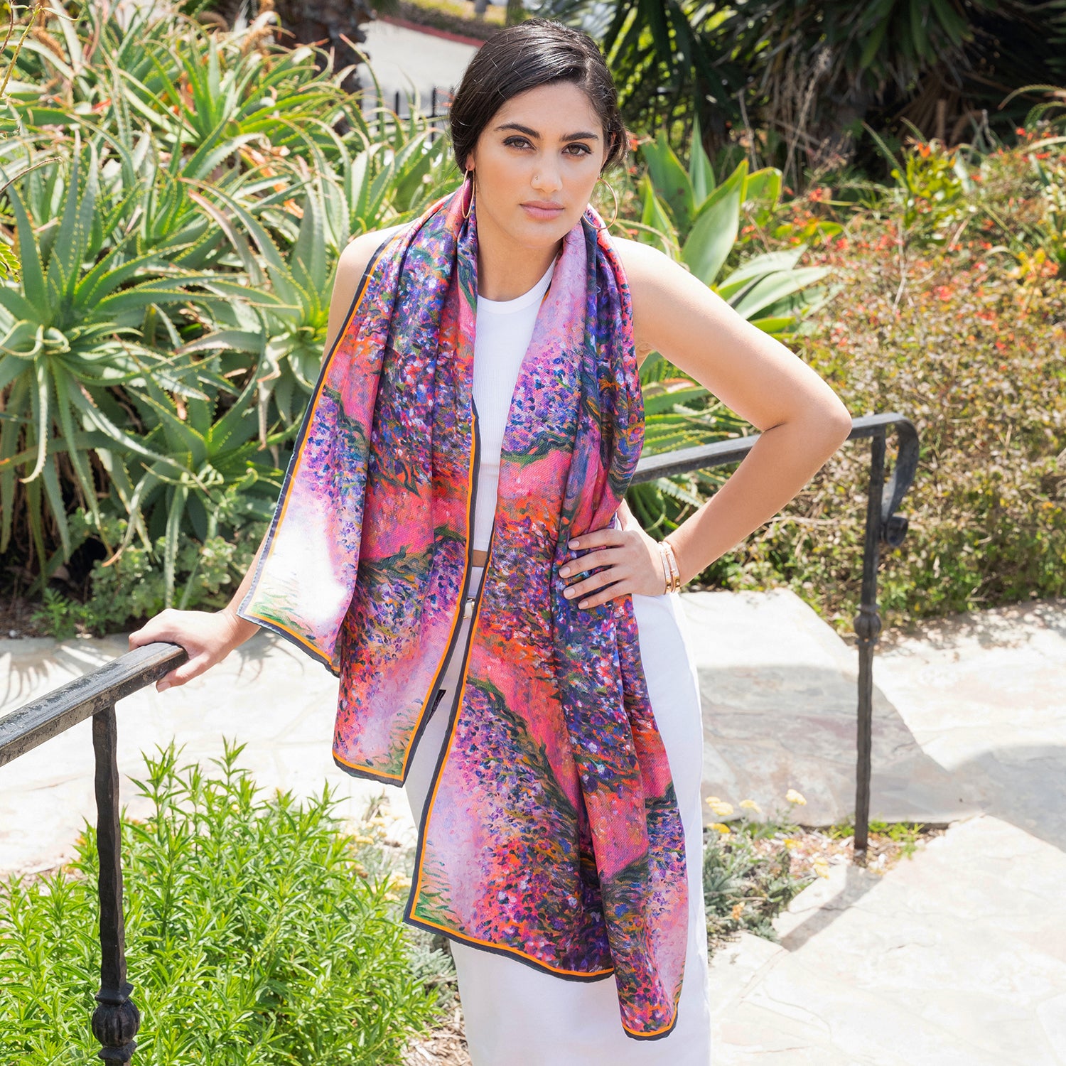 Elegant Lily Walk Long Silk Scarf for Women - Soft Luxury Fashion Accessory for Dresses, Coats & Evening Wear