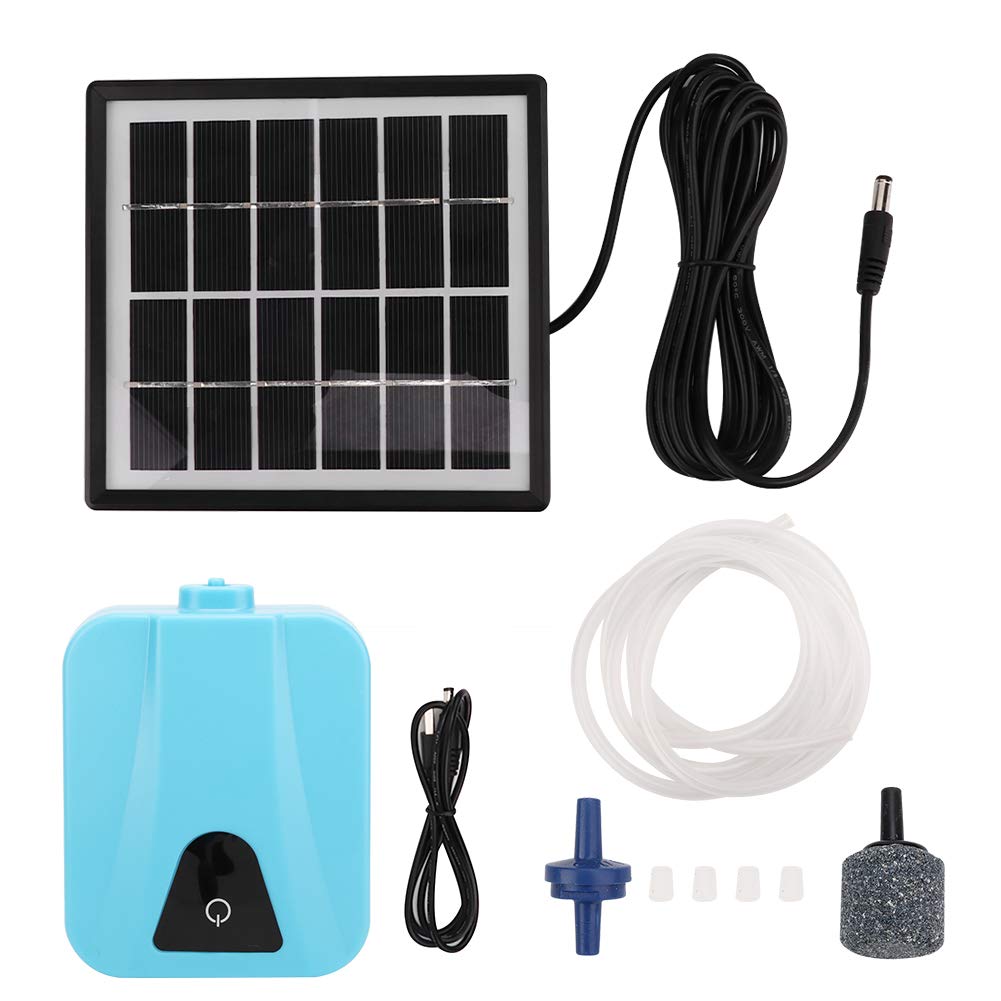 Solar Powered Air Pump for Fish Tank & Pond - Outdoor Aquarium Oxygen Aerator with Bubble Stone & Air Pipe - Ideal for Gardening, Water Circulation & Aeration in Pools, Hydroponics