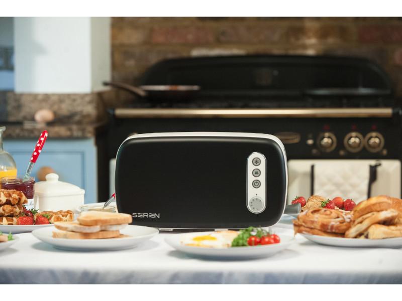 BergHOFF Seren 2-Piece Side Loading Toaster with Black Panel - Perfect for Breakfast, Brunch & Small Kitchens | Compact & Stylish Countertop Appliance