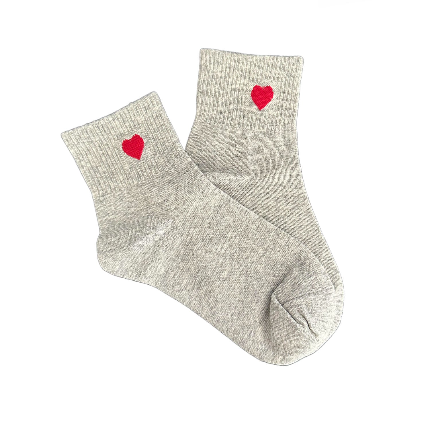 FLOOF Women's Grey Heart Ankle Socks - Cute Casual & Workout Socks for Everyday Wear, Gym, Yoga, and Home Comfort