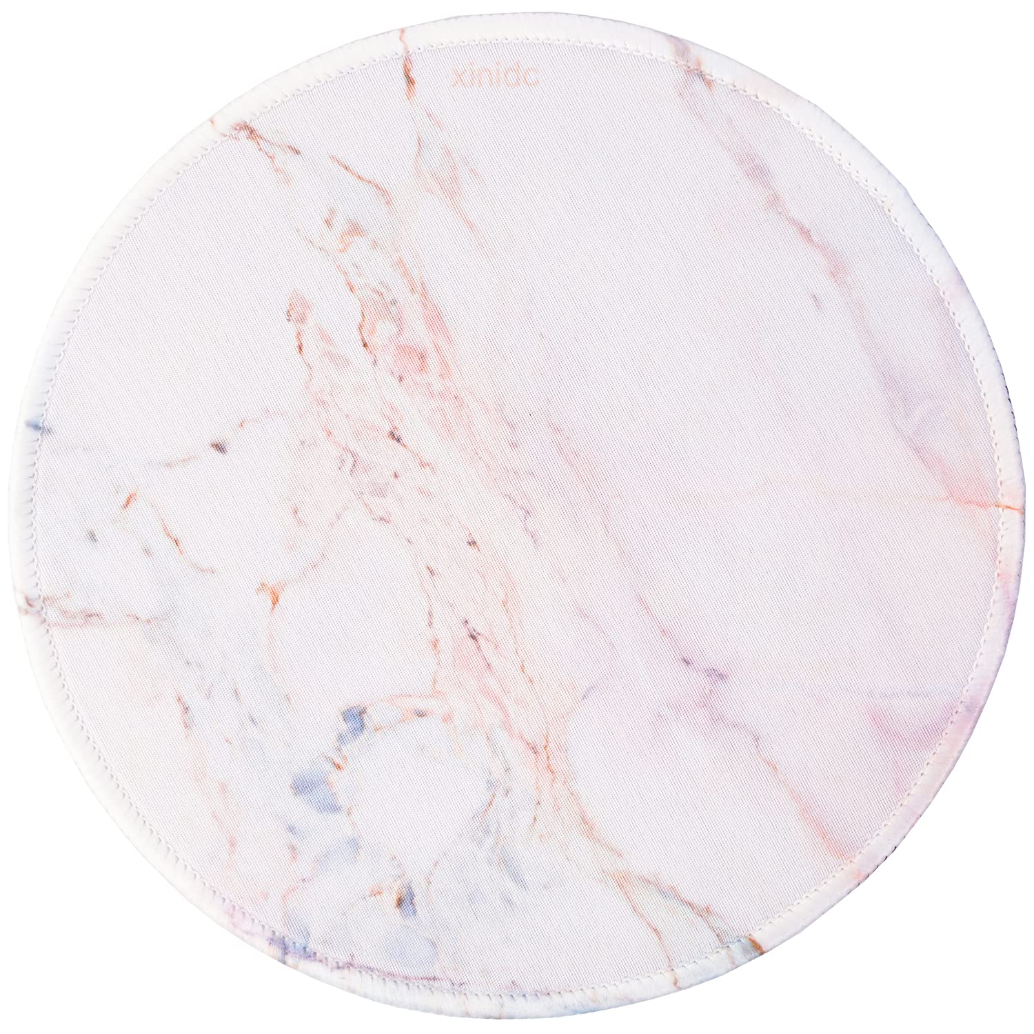 Premium Marble Mouse Pad with Stitched Edge - Non-Slip Rubber Base & Smooth Textured Surface - Round Mouse Mat for Laptop, Computer, Office & Home Desk Accessories - Perfect for Gaming, Work & Daily Use