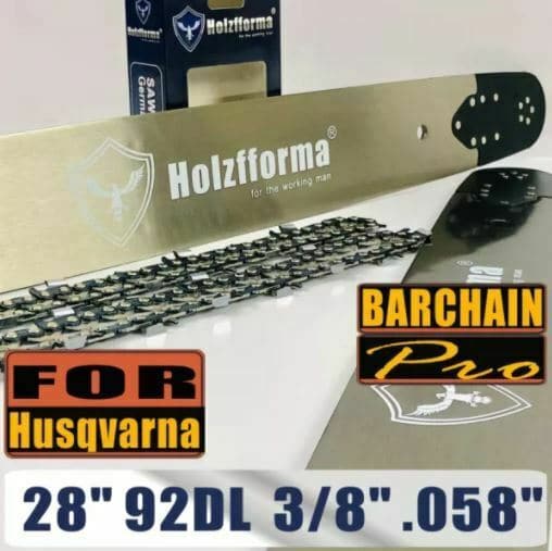 Holzfforma® Pro 28 Inch 3/8 .058 92DL Chainsaw Bar & Full Chisel Chain Combo for Husqvarna - Perfect for Professional Logging, Tree Felling & Wood Cutting