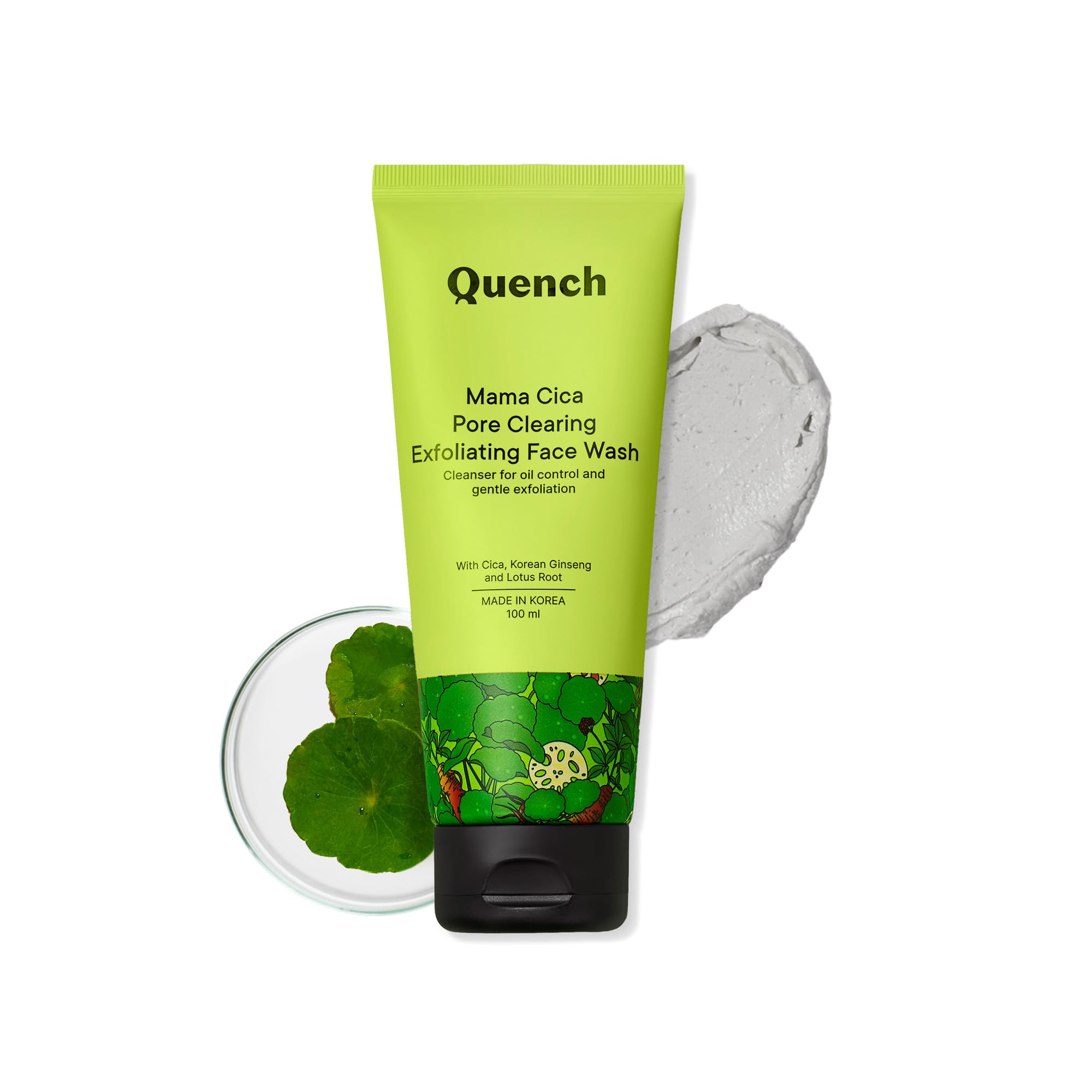 Quench Pore Clearing Exfoliating Face Wash - Korean Skincare for Deep Cleansing & Exfoliation | 100ml | Made in Korea | Perfect for Oily & Acne-Prone Skin Daily Routine