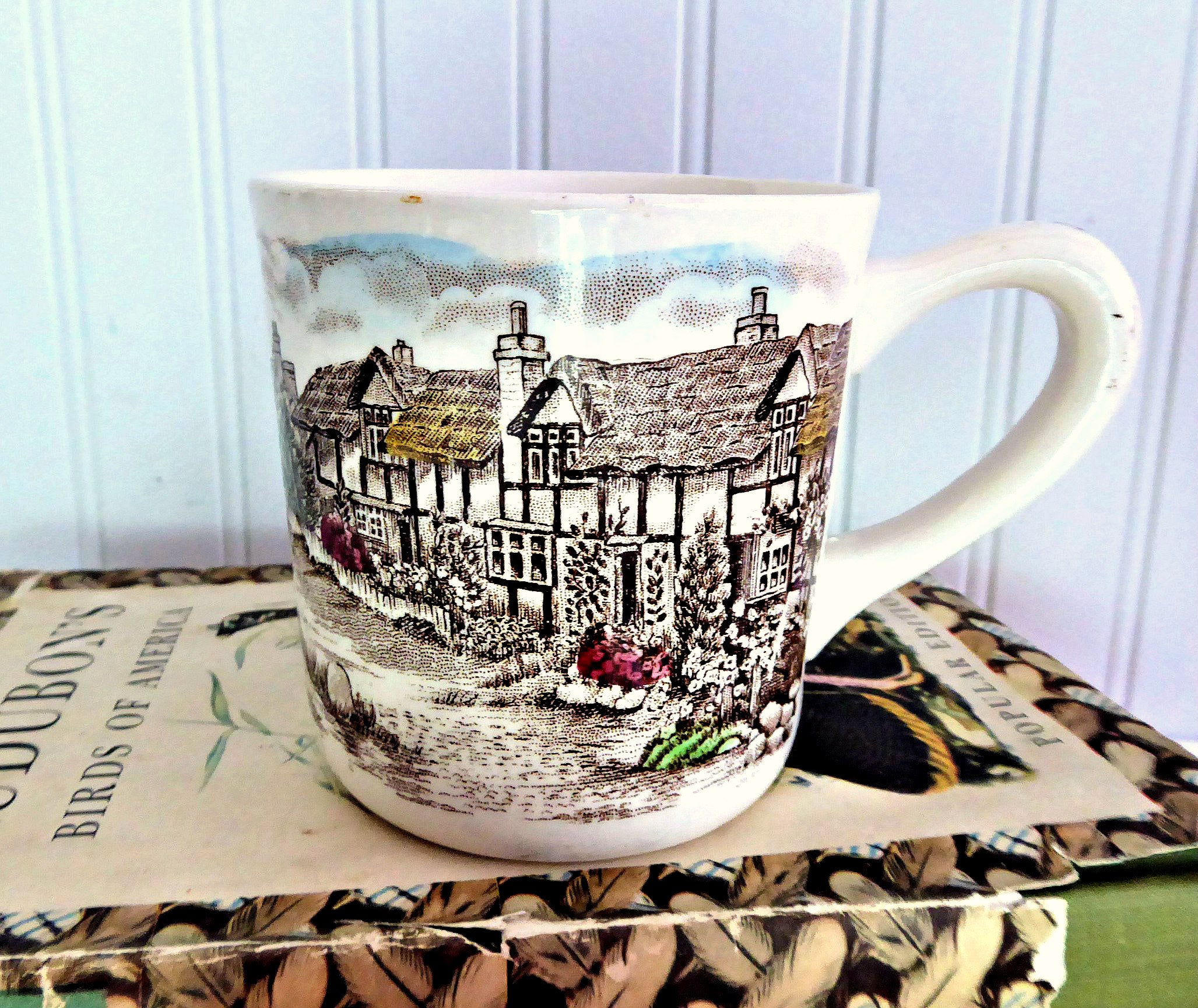 Vintage Johnson Brothers Brown Transferware Olde English Countryside Mug - 8 Oz Tea Cup for Afternoon Tea, Cottagecore Decor, and Collectible Ceramics