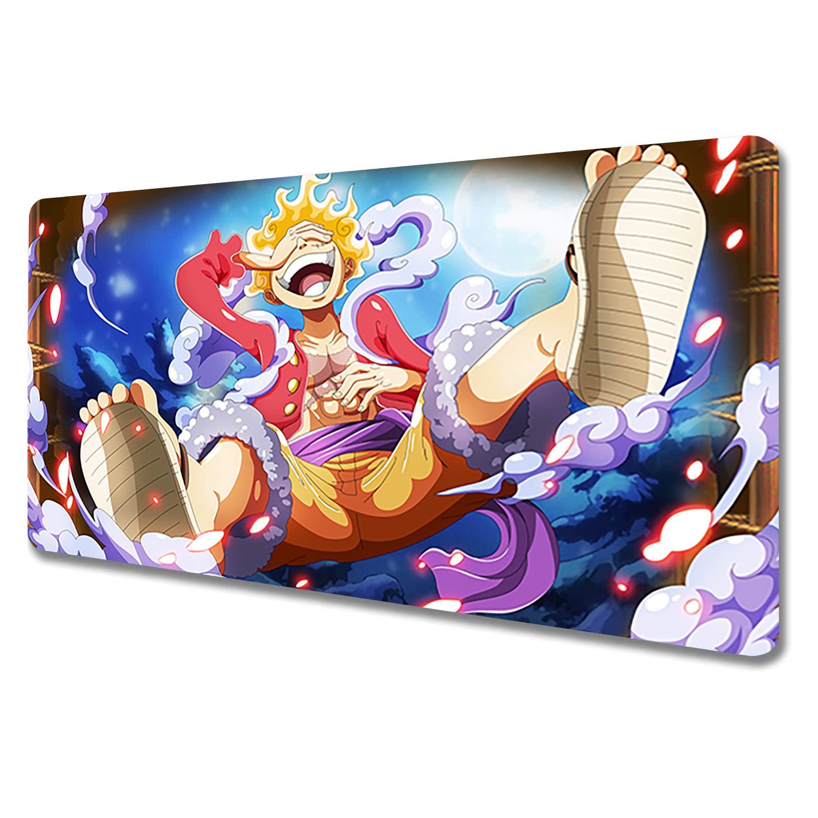 Anime Luffy Gaming Mouse Pad - Large 30x70cm Non-Slip Rubber Base with Stitched Edge for PC, Computer & Keyboard - Perfect for Gaming, Office Work & Anime Decor