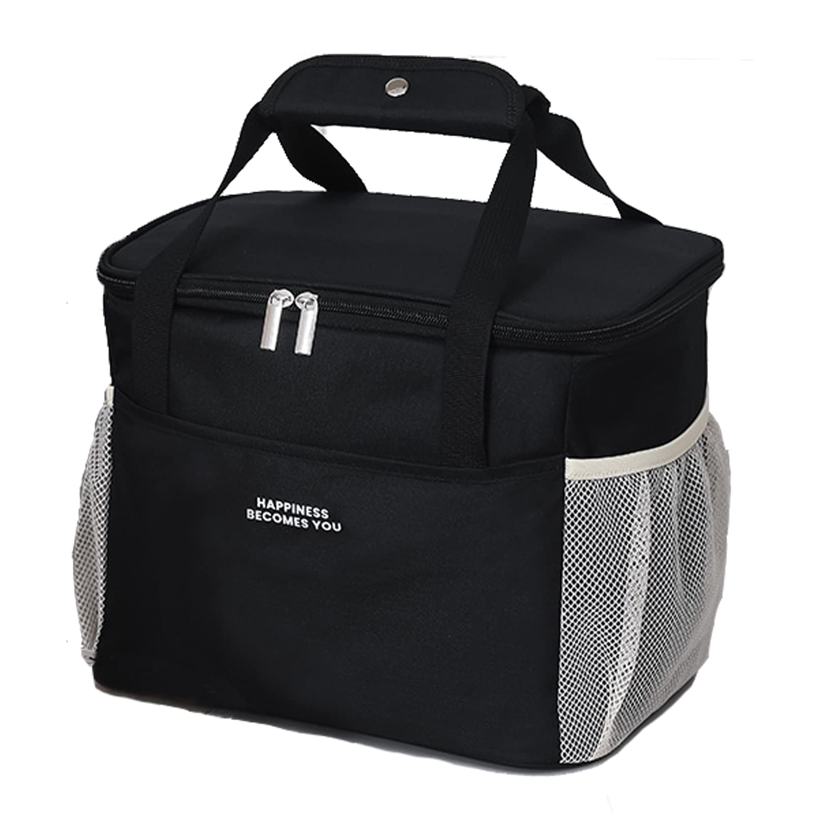 Lankki Large Insulated Lunch Bag for Women & Men - Reusable Leakproof Cooler Tote for Picnic, Travel, Work & School - Perfect for Office, Outdoor Adventures & Daily Commute (Black)