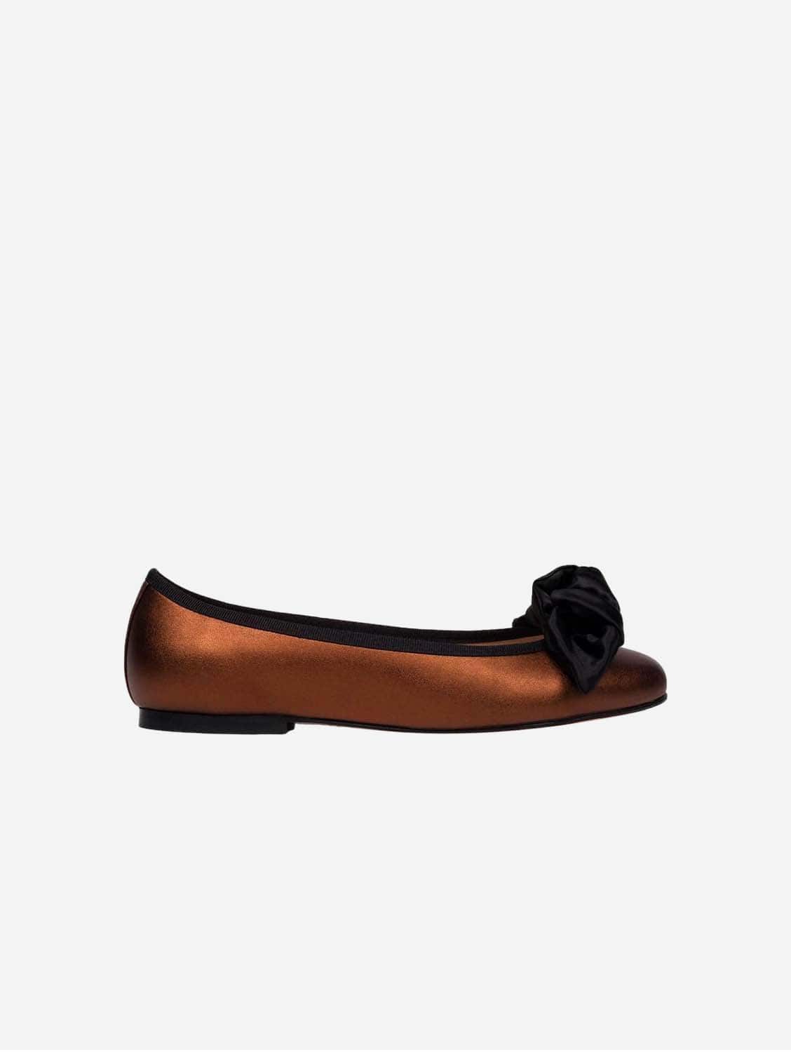 Vegan Leather Bow Flats for Women - Comfortable Court Shoes in Bronze | Perfect for Work, Weddings & Formal Occasions