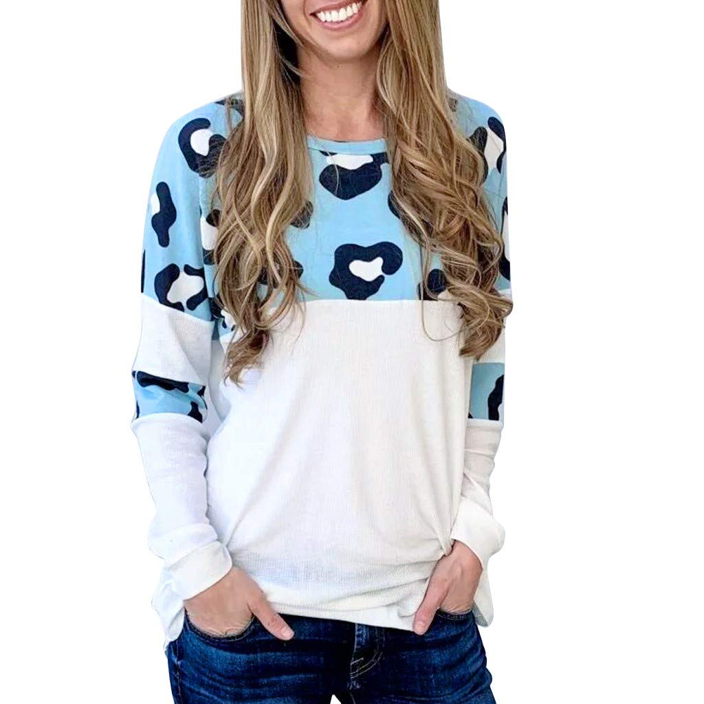 ATRISE Women's Leopard Print Patchwork Tunic Blouse - Long Sleeve Casual Top for Work, Party & Everyday Wear | Fashion T-Shirt Style Shirt with Unique Splicing Design