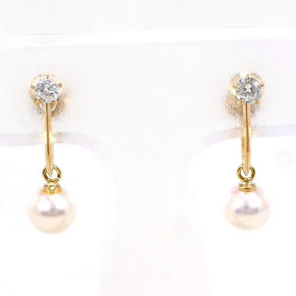 18K Yellow Gold Pearl and Diamond Stud Earrings for Women - Elegant Bridal Jewelry, Wedding Gift, Anniversary Present, Party Accessories