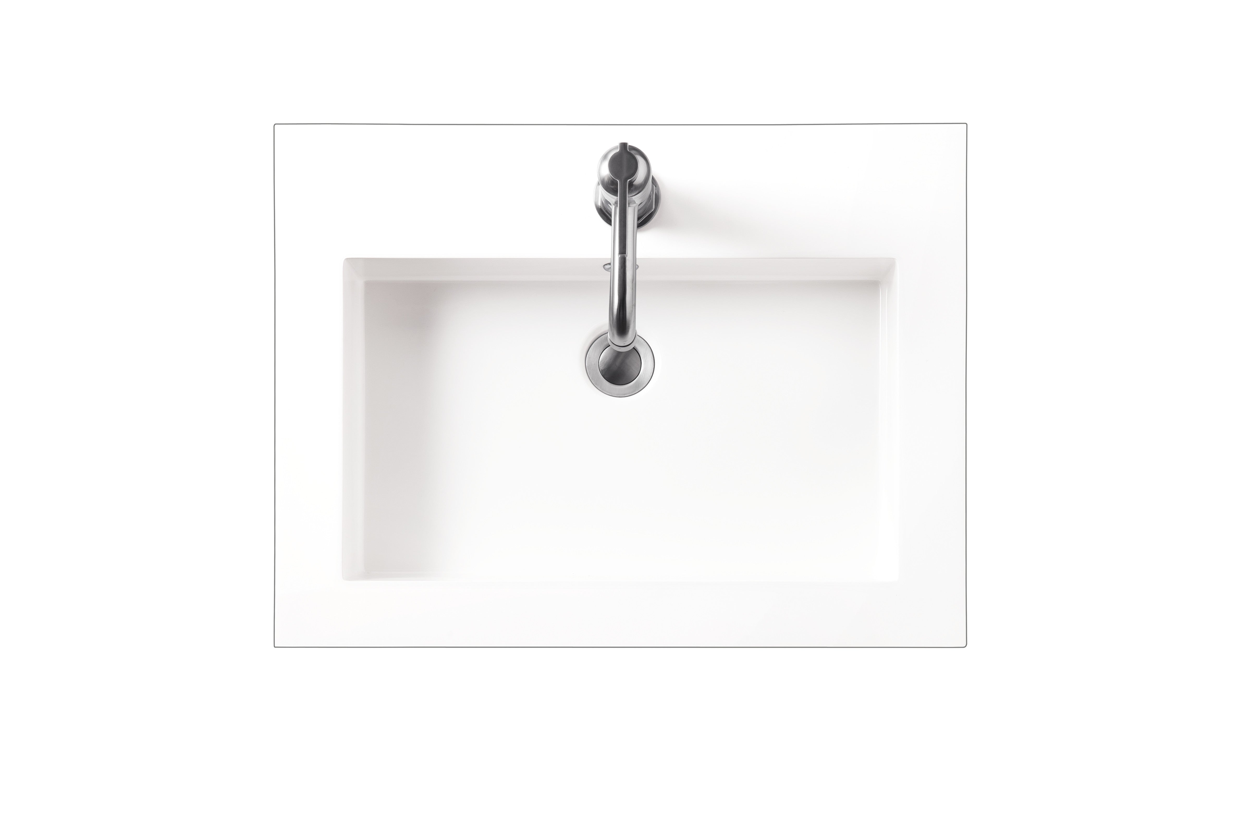 Premium White Glossy Composite Countertop with Sink - 23.6