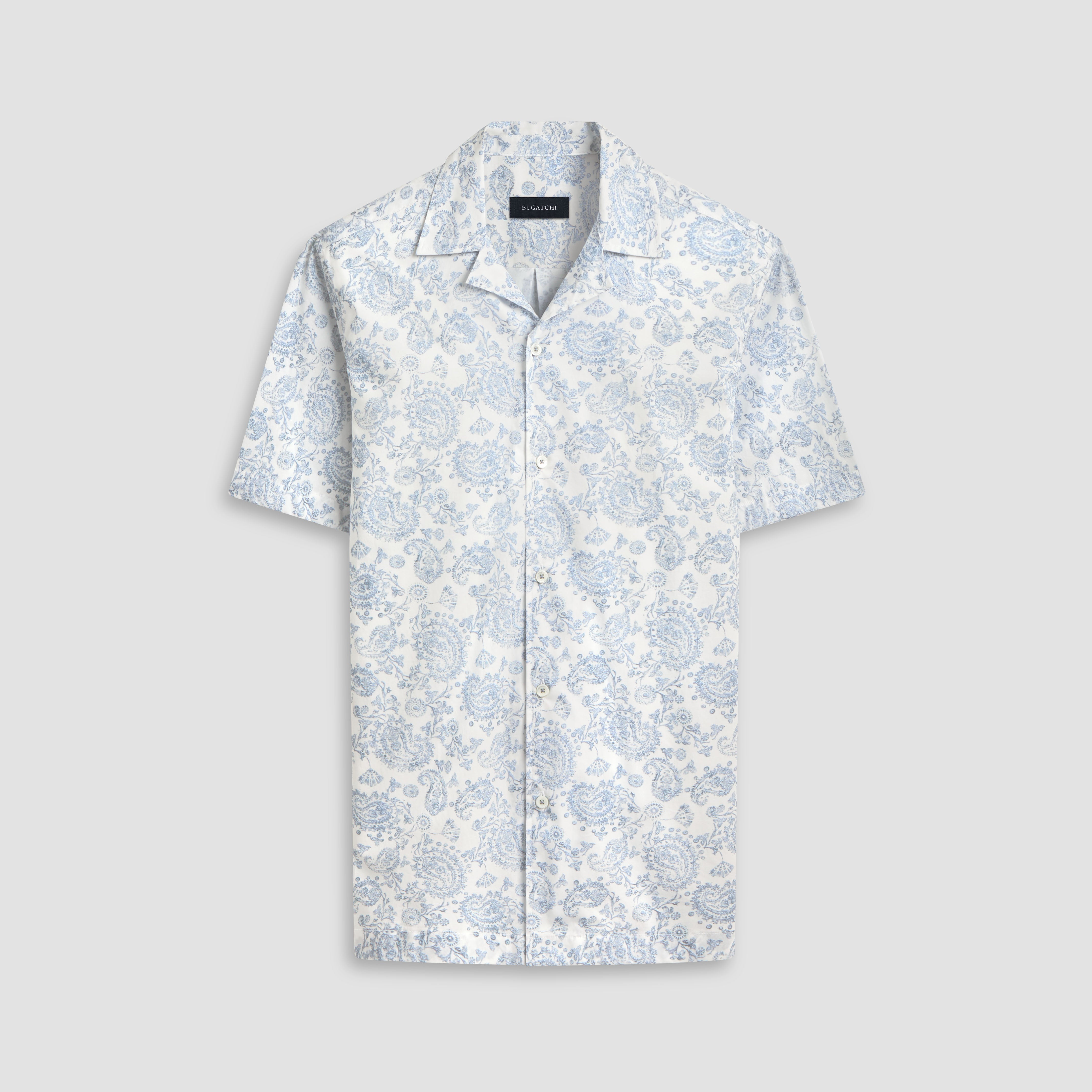 Jackson Paisley Print Short Sleeve Button Down Shirt for Men - Casual Summer Hawaiian Style Shirt for Beach, Vacation & Outdoor Activities