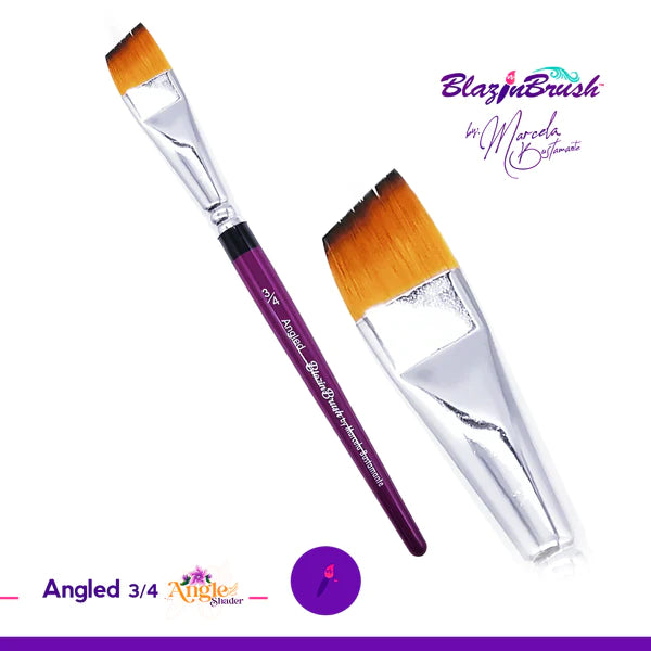 Blazin Brush 3/4 Angled Shader Brush - Professional Makeup Brush for Eyeshadow & Blending - Perfect for Smokey Eyes & Contouring