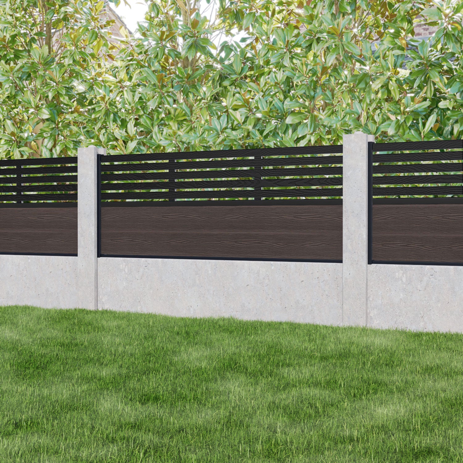 Classic Aspen Fence Panel - Mid Brown Wood Privacy Screen for Concrete Posts - Perfect for Backyard, Garden, and Property Boundary Fencing