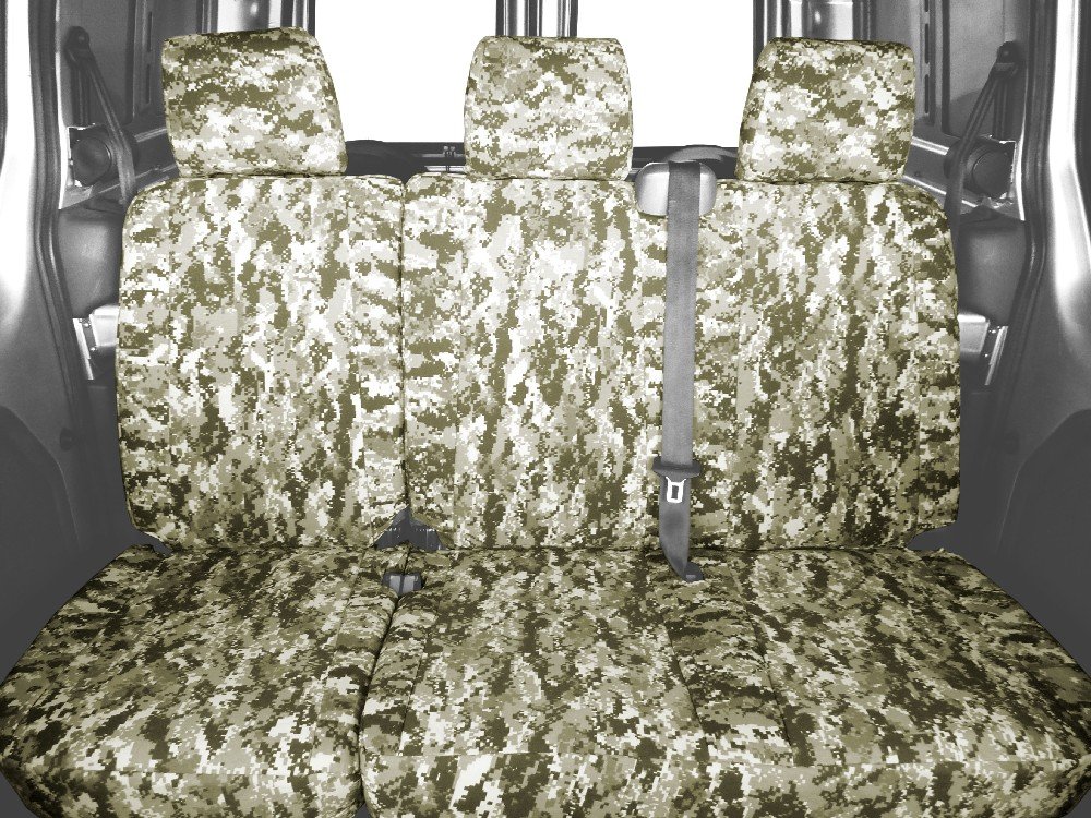 CalTrend Camouflage Slip-On Seat Covers for 2011-2016 Ford F-150-550 Rear 60/40 Split Bench - Waterproof, UV Resistant, Perfect Fit with 2-Year Warranty (Forest Insert & Trim) - Ideal for Hunting, Off-Roading & Outdoor Adventures