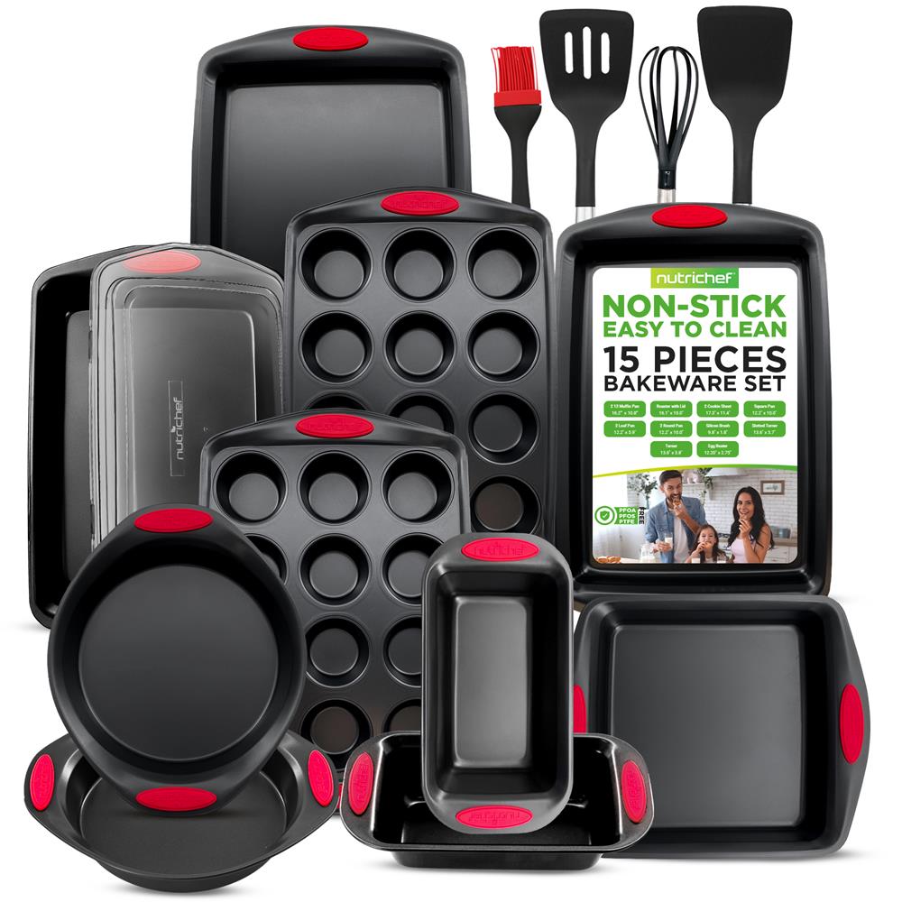 Non-Stick Baking Pans Set for Oven - 3 Piece Cookie Sheet, Pizza Pan & Cake Pan - Perfect for Baking, Roasting & Cooking - Ideal for Home Kitchen, Restaurants & Bakeries