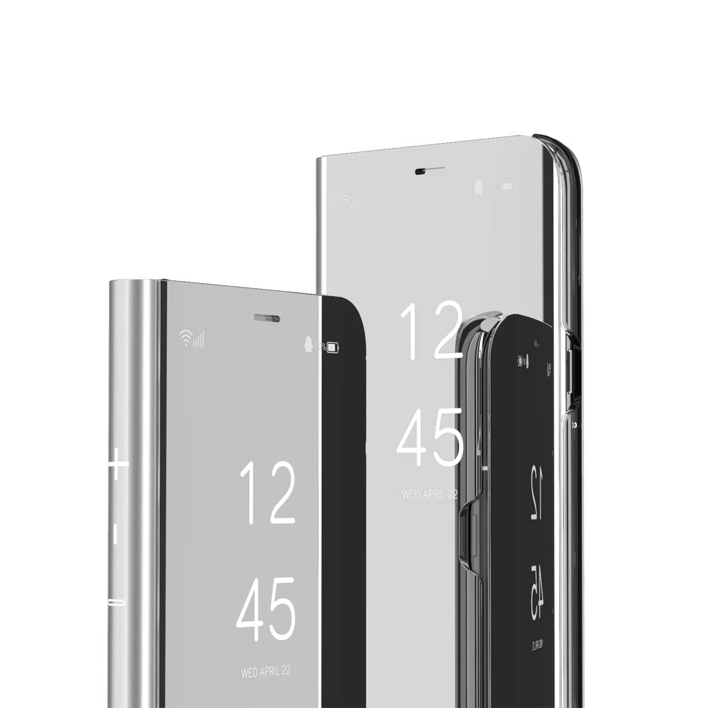 Premium Luxury Mirror Flip Case for iPhone 11 Pro Max (6.5 inch 2019) - Clear View Bookstyle Protective Cover with Kickstand | Silver Mirror Design | Perfect for Business Meetings & Everyday Use