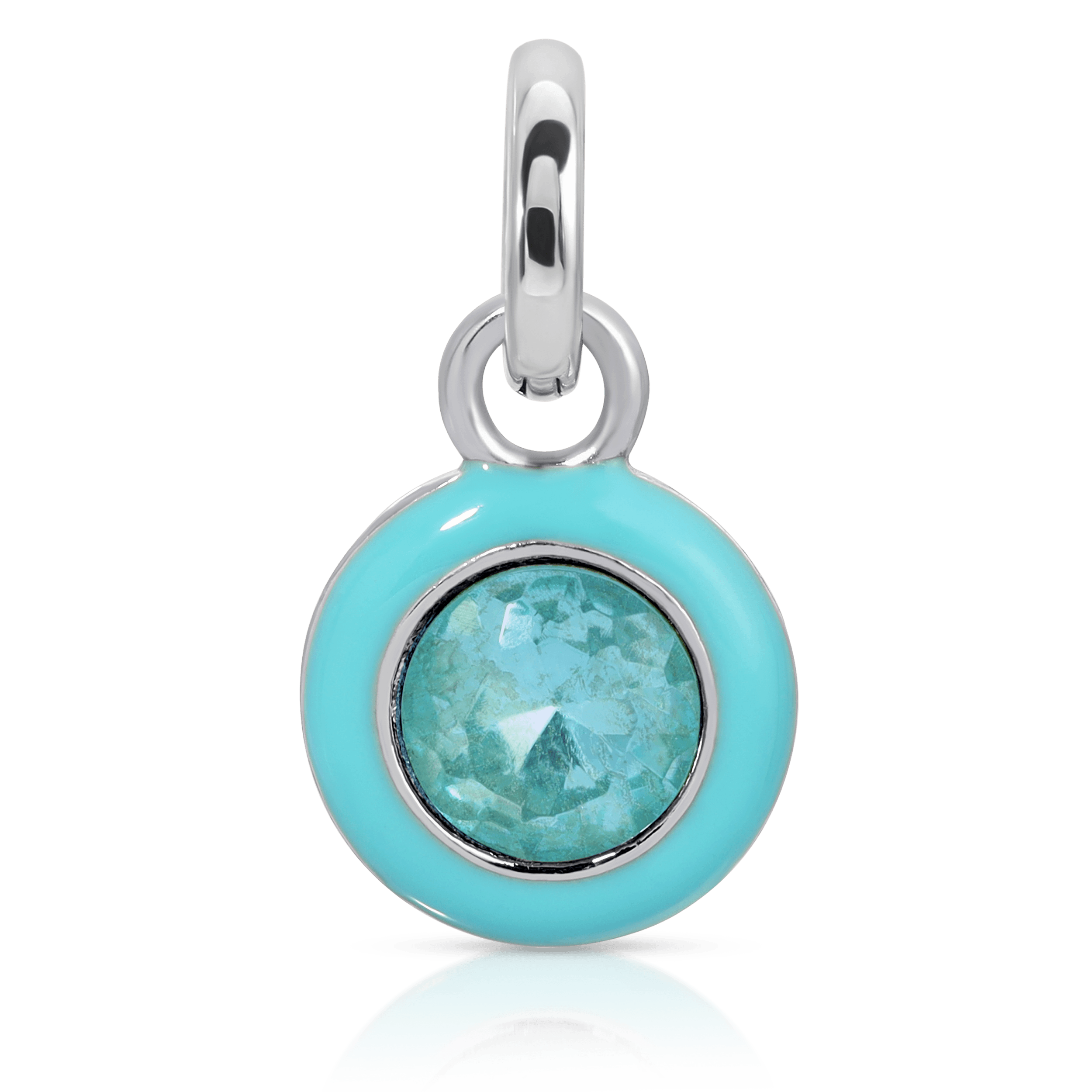 March Aquamarine Birthstone Charm - Round Sterling Silver Pendant for Necklace - Perfect Gift for Birthdays, Anniversaries & Special Occasions