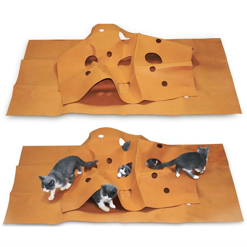 Breathable Pet Play Mat for Cats & Dogs - Interactive Activity Pad, Bite-Resistant Training Rug with Foldable Tunnel Nest - Perfect for Indoor Play, Training & Relaxation