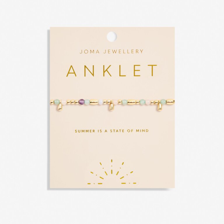 Joma Jewelry 14K Gold Anklet with Multistone Charms - Elegant Ankle Bracelet for Women, Perfect for Beach, Party, and Everyday Wear