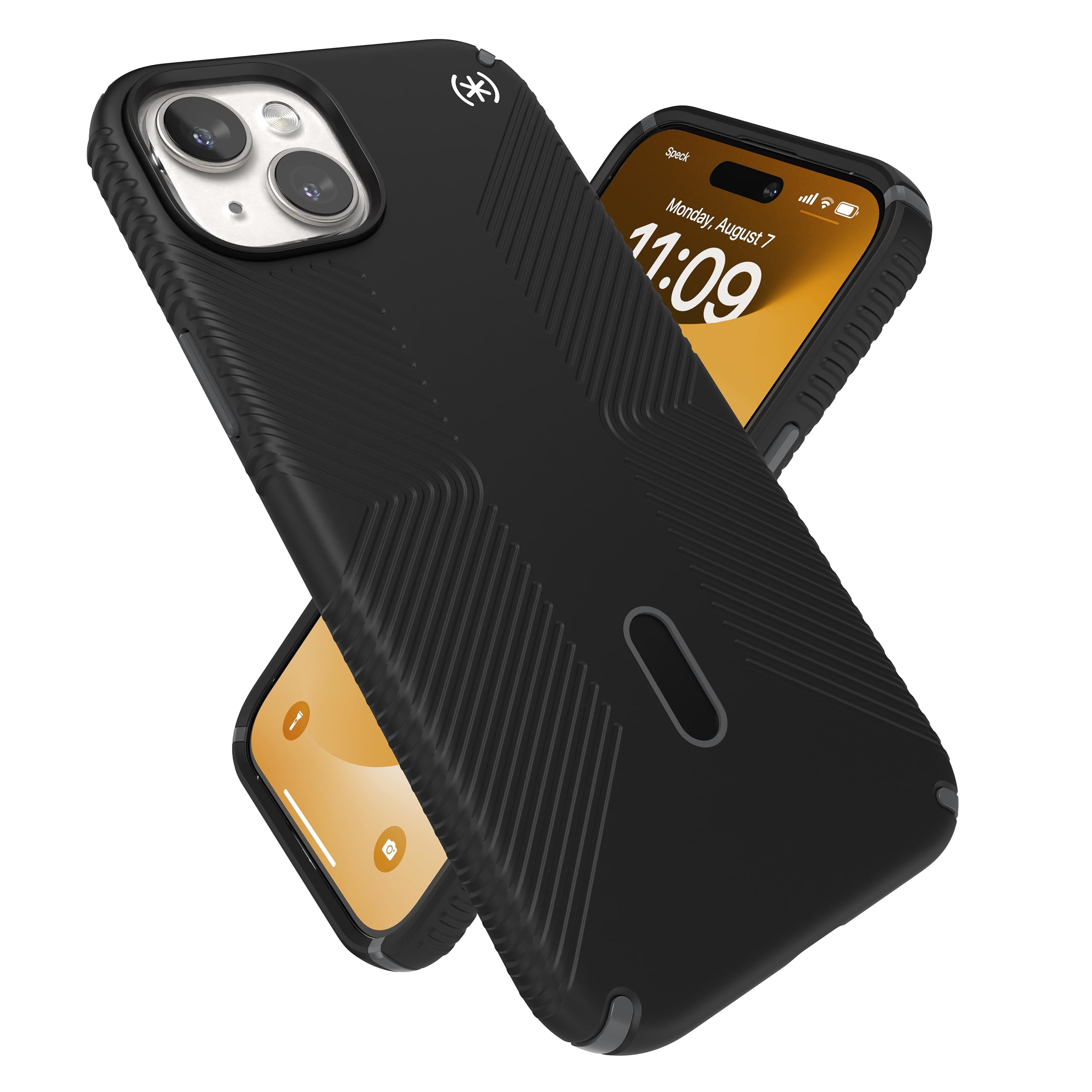 Speck iPhone 15 Plus Case with ClickLock No-Slip Grip - MagSafe Compatible Protective Cover for iPhone 15 Plus & 14 Plus (6.7 Inch) - Presidio2 Grip in Black/Slate Grey/White - Perfect for Daily Use, Workouts & Outdoor Activities