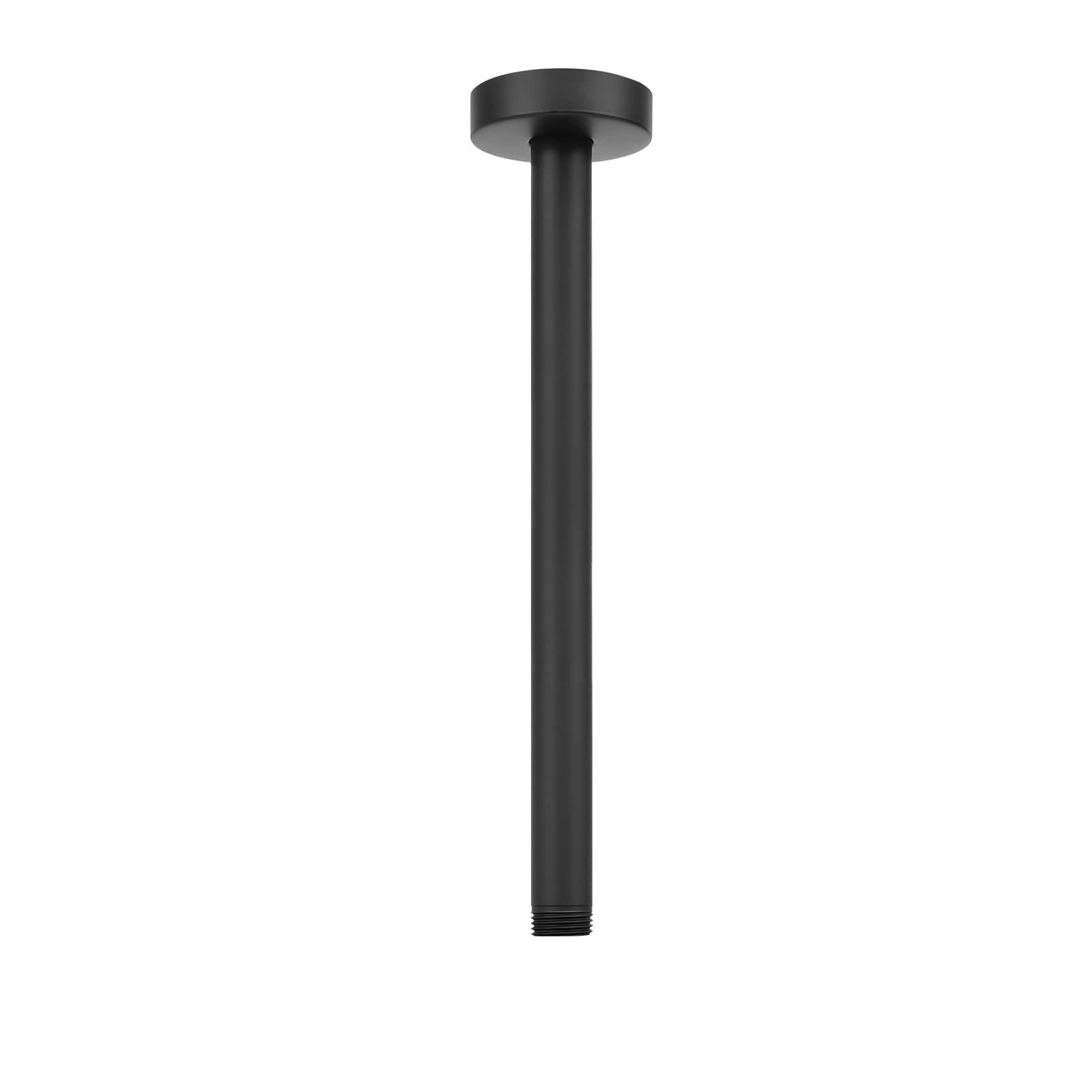 HarJue 10 Inch Matte Black Stainless Steel Ceiling Mount Shower Arm - Rain Shower Extension with Flange & Teflon Tape - Durable Fixed Shower Head Extender for Bathroom & Spa Renovation
