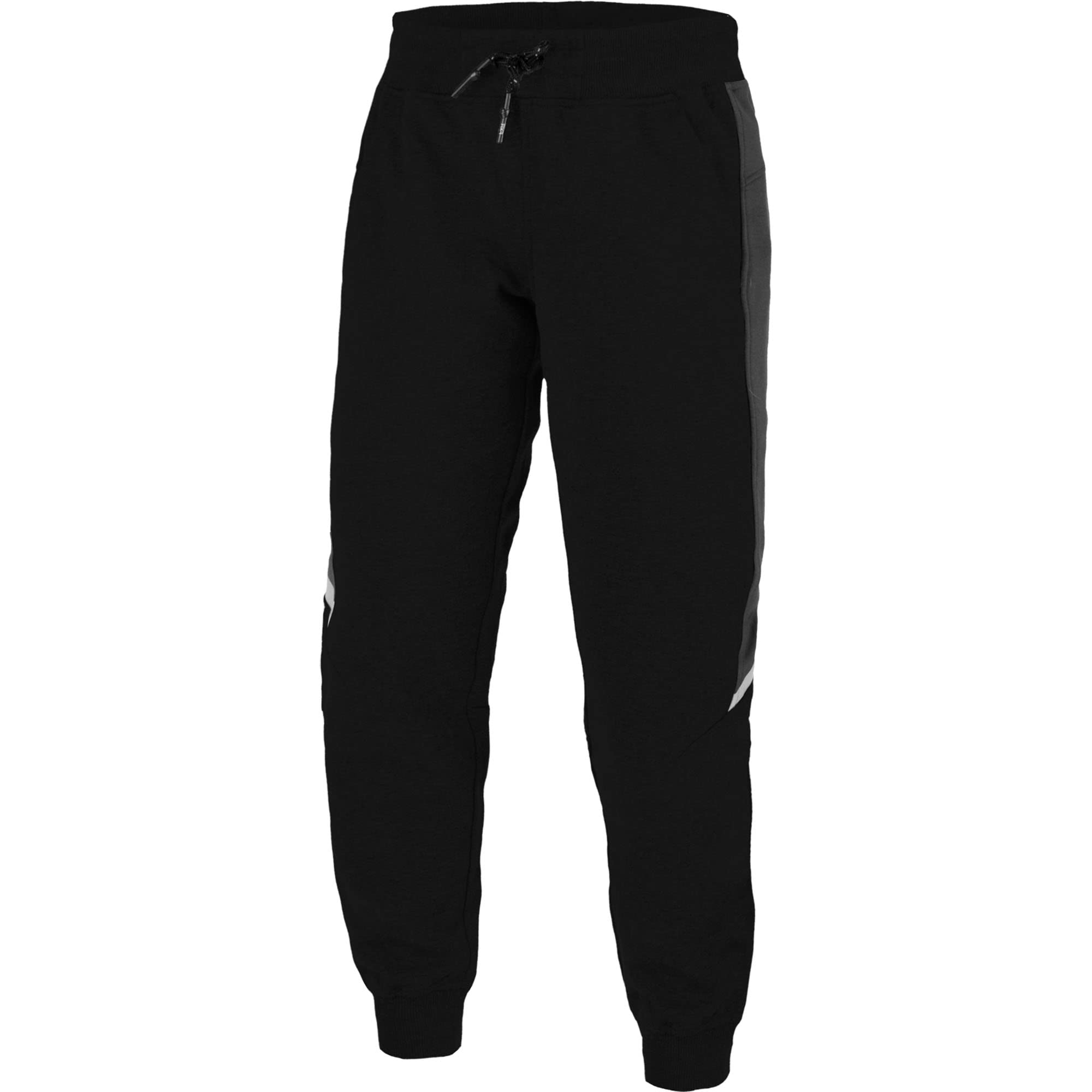 FXR Black Podium Joggers Sweatpants for Men - Elastic Waistband with Rib Cuffs & Reflective Inserts - Comfortable Running Pants for Gym, Workout, and Casual Wear