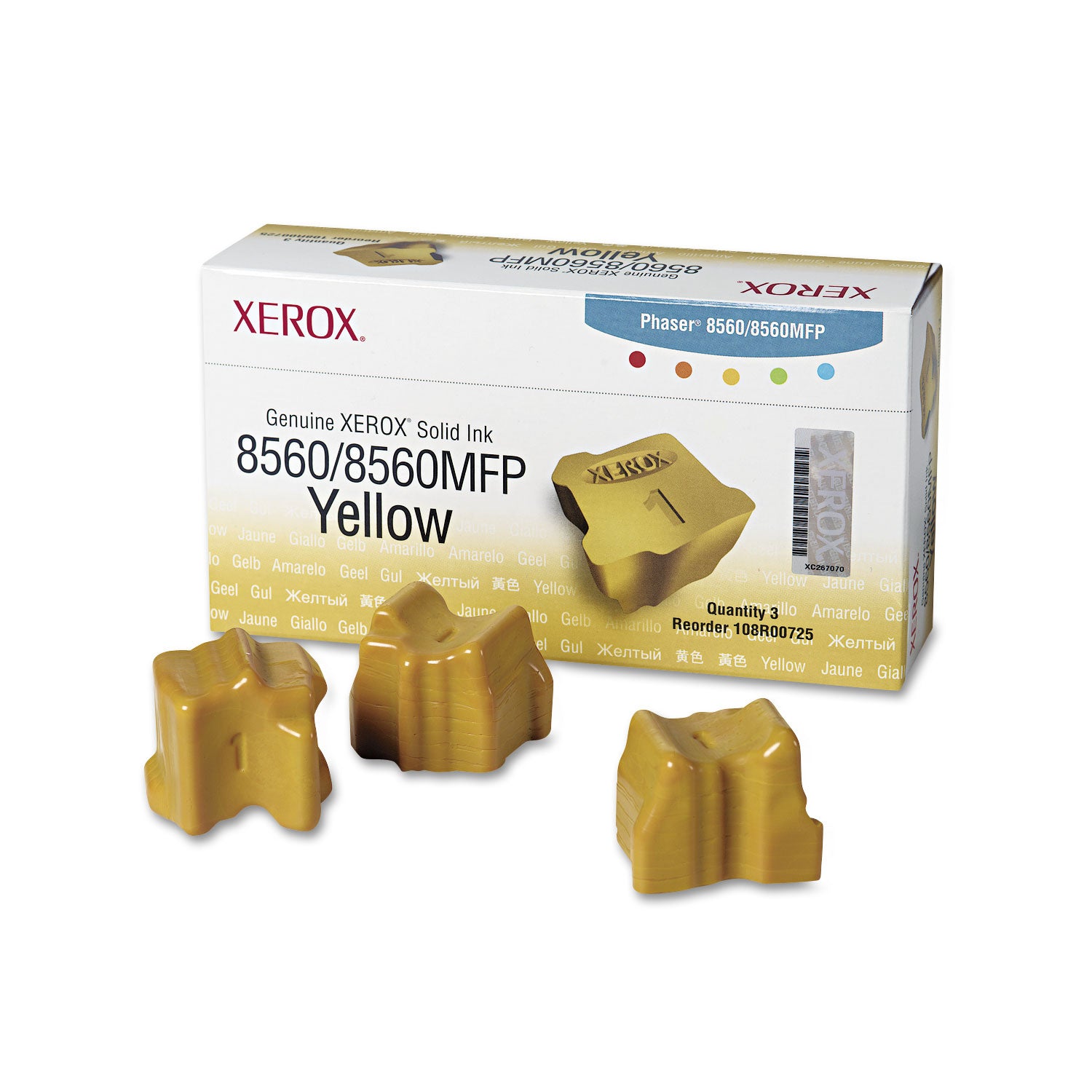 Original Solid Ink Stick - 3400 Page Yield, Yellow (3/Box) | High-Quality Printing for Offices & Businesses | Perfect for Xerox Phaser 8860/8860MFP Printers