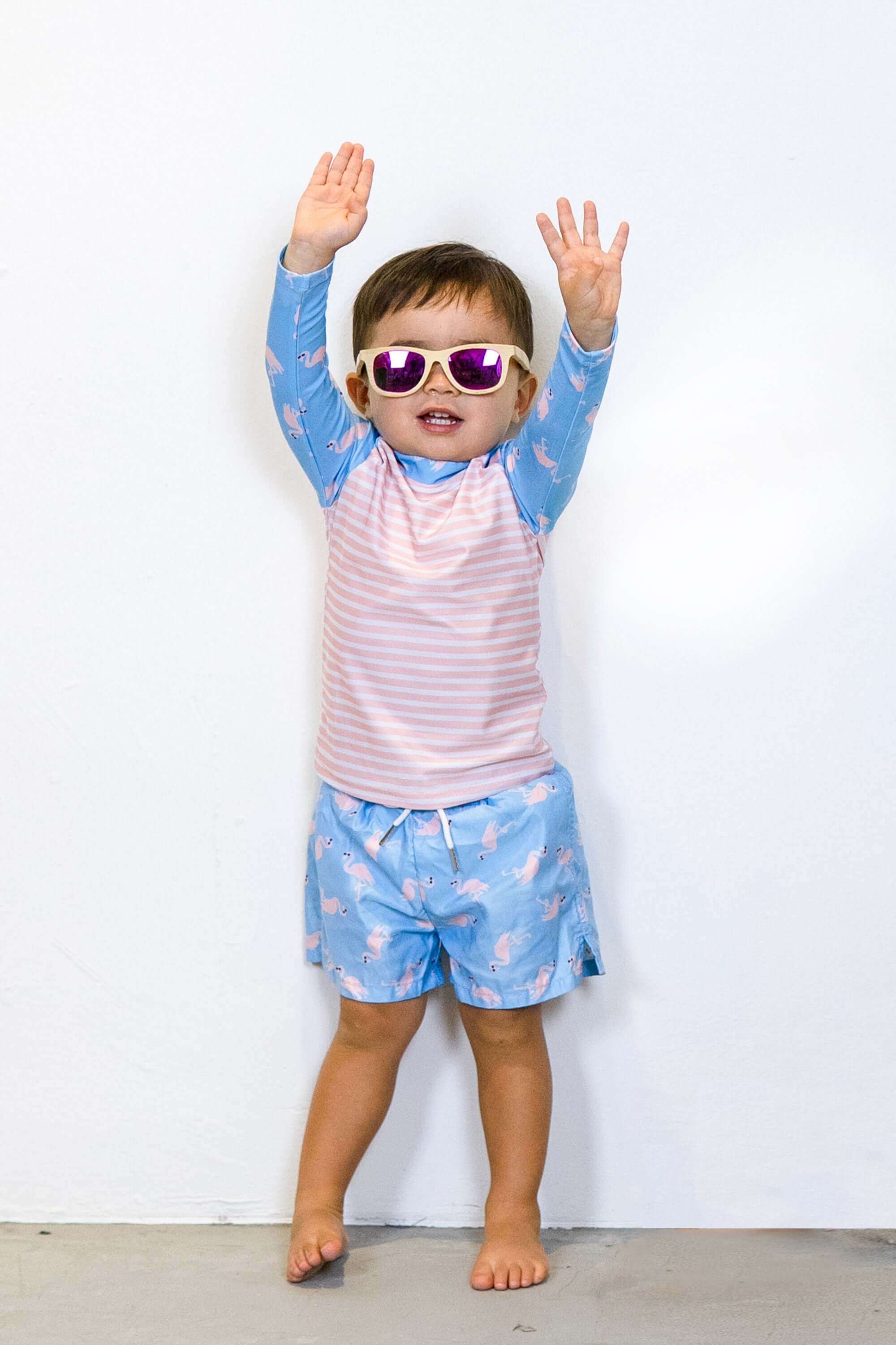 Southport Boys' Swim Trunks with Flamingo Print - Quick Dry Swim Shorts for Kids | Beach, Pool & Summer Water Activities