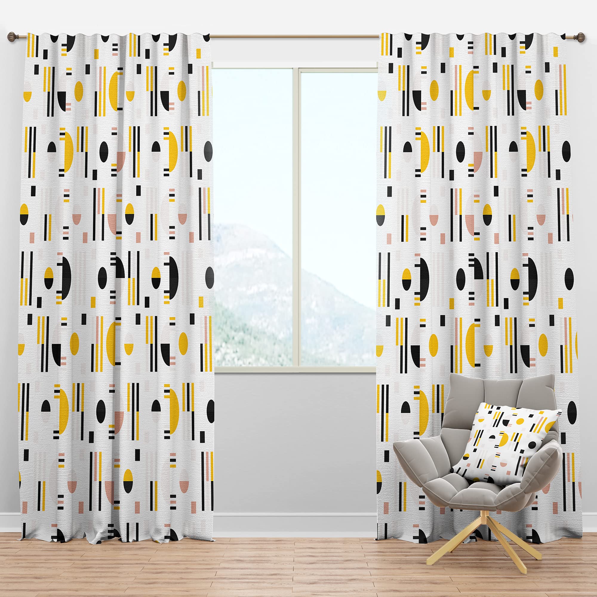 DesignQ Blackout Curtains 'Retro Geometric Design IX' - Thermal Insulated Single Panel (52x108 inches) - Bedroom & Living Room Window Treatments for Light Blocking & Energy Efficiency - Perfect for Home Theater, Nursery & Office Spaces