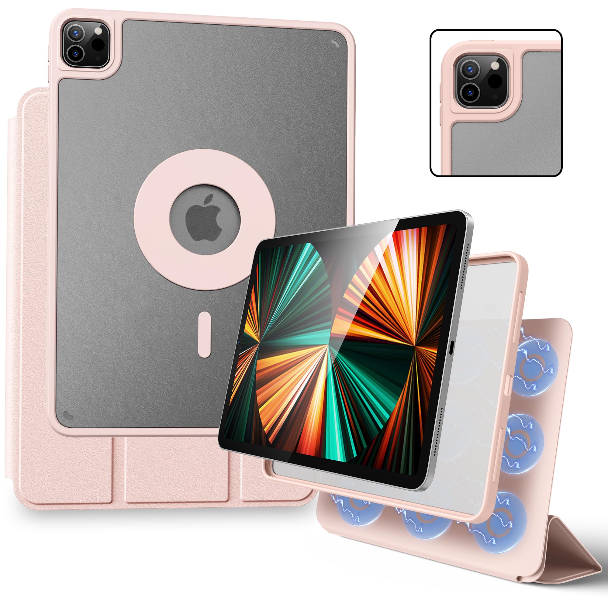 Premium Slim Protective Case for iPad Pro 11 inch (1st, 2nd, 3rd & 4th Gen 2018-2022) with Wireless Apple Pencil Charging | Magnetic Stand & Auto Sleep/Wake Cover | Stealth Pink | Perfect for Work, Study & Travel