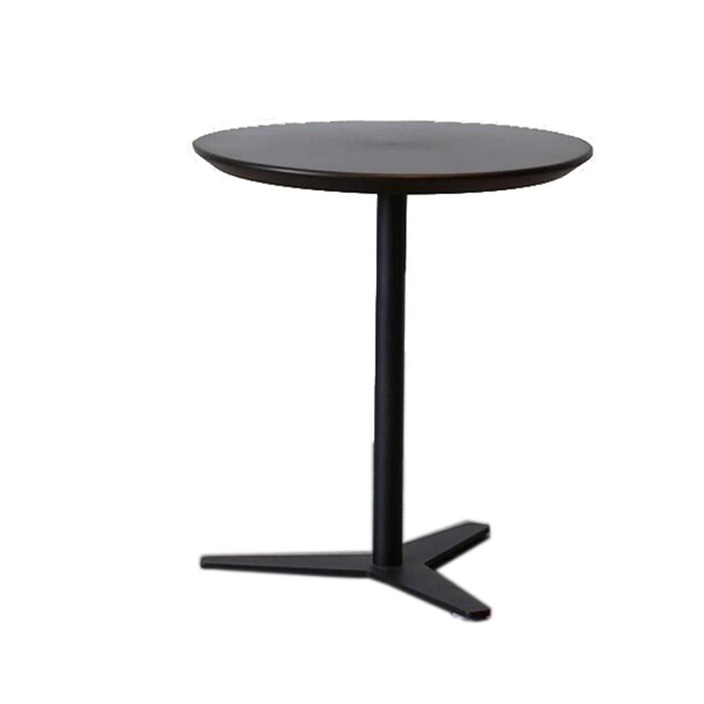 YUMEIGE Mid Century Modern Round Side Table - 19.68x21.65 Inch Bedroom End Table with Iron Legs, Pedestal Coffee Table in Black - Perfect for Living Room, Bedroom & Office Decor