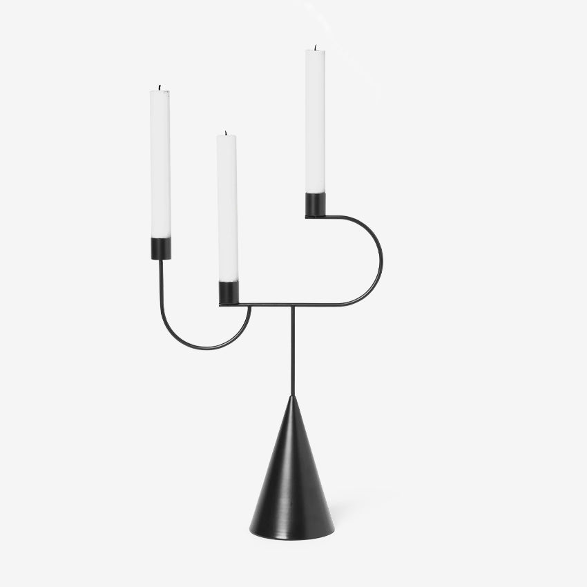 Ferm LIVING Avant Candelabra - Modern Scandinavian Brass Candle Holder for Dining Table, Wedding Centerpiece & Home Decor