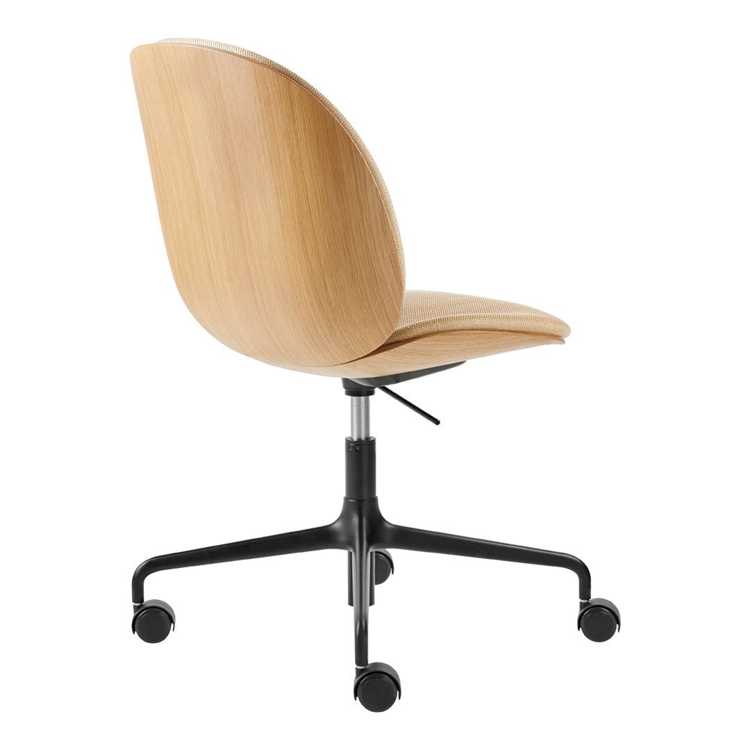 Ergonomic Beetle Meeting Chair with 4-Star Base & Casters - Height Adjustable, Front Upholstered Veneer Shell - Perfect for Office, Conference Room & Home Workspace