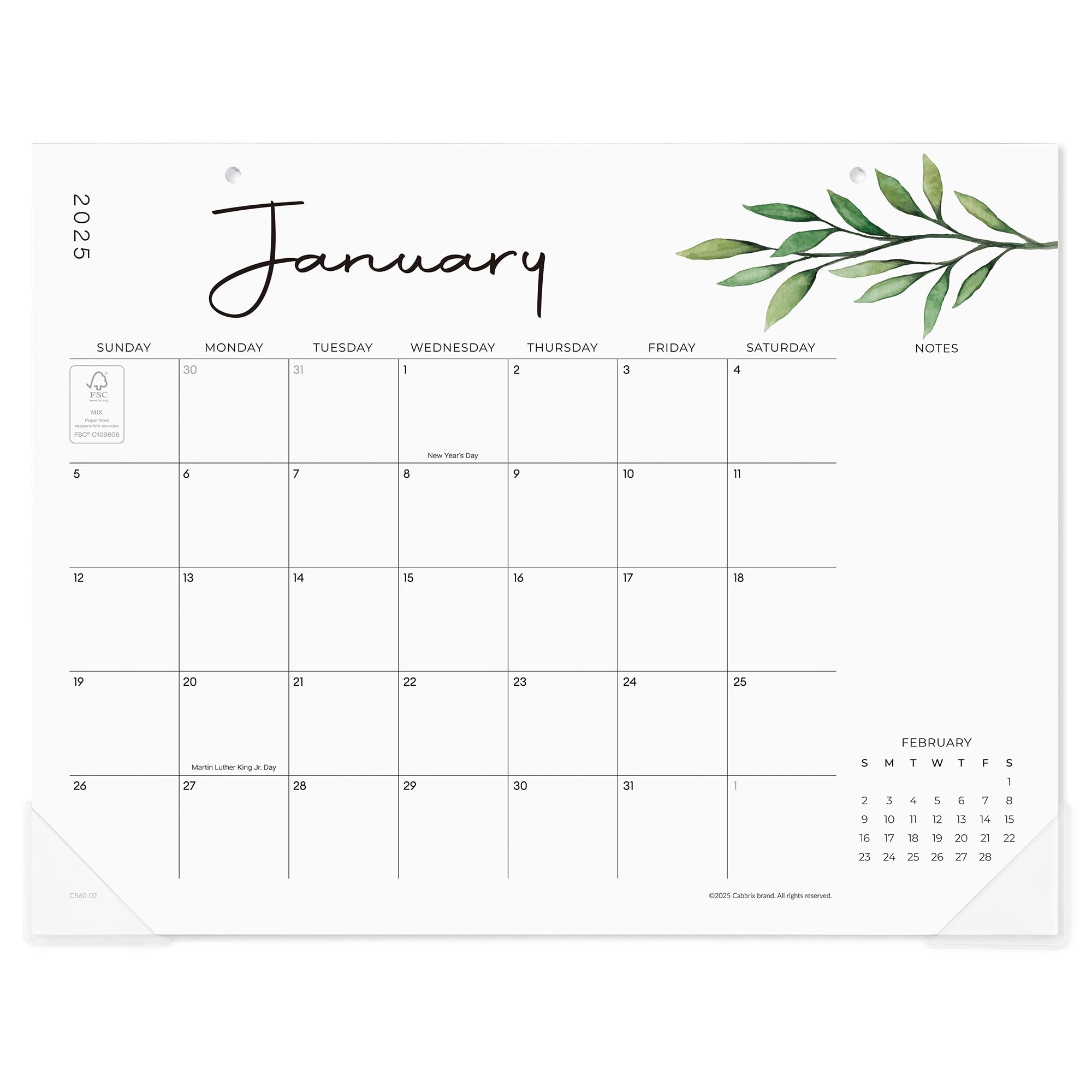Cabbrix 2025-2026 Academic Desk Calendar - January 2025 to June 2026 Planner for School, Home & Office - Greenery Design - Perfect for Scheduling, Goal Tracking & Daily Organization