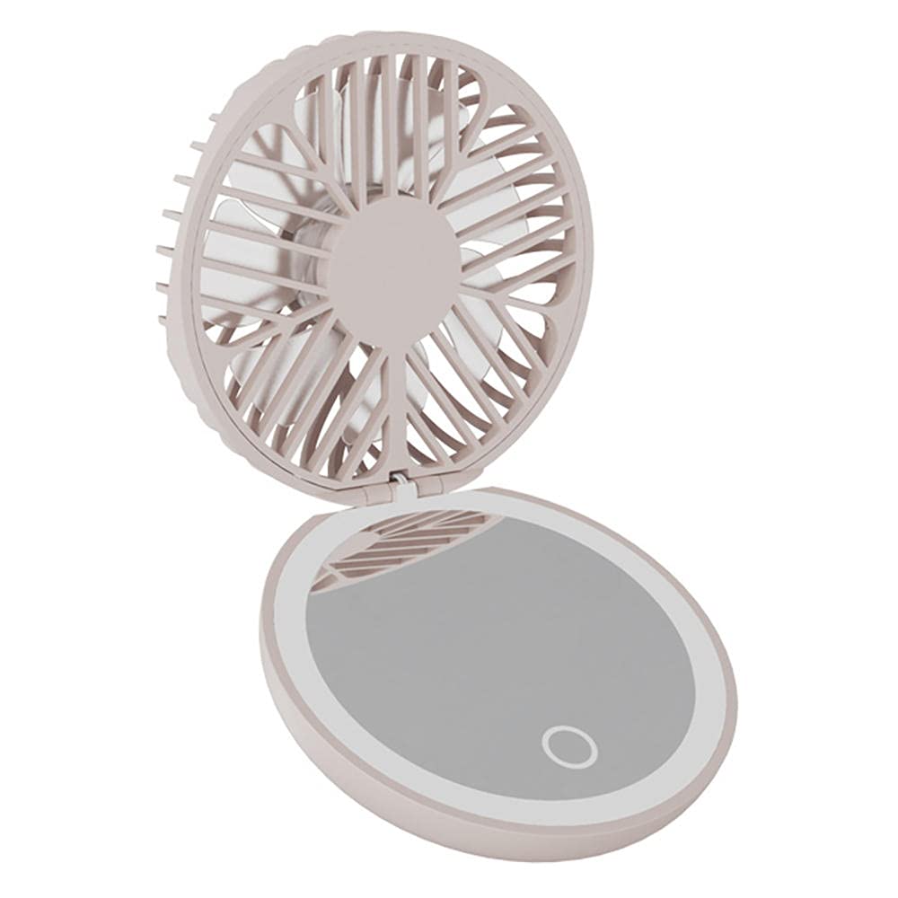 Portable LED Makeup Mirror with Fan - 3 Speeds, USB Charging for Travel & Home