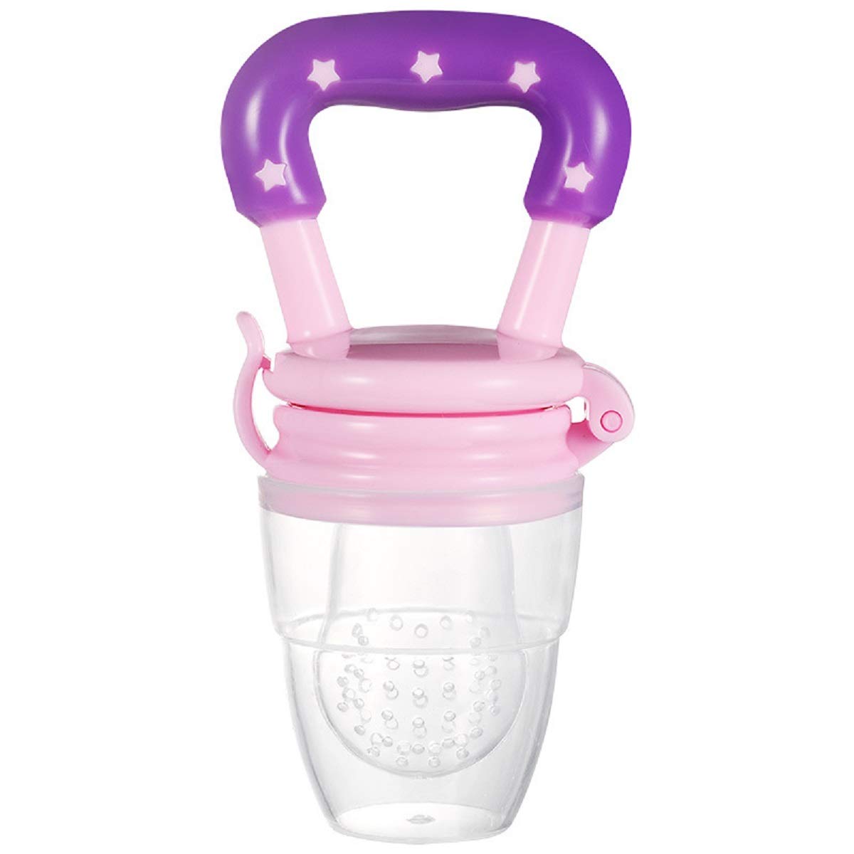 SYGA Medium Fresh Food Nibbler Fruit Feeder - Baby Pacifier Bottle for Teething Infants - BPA-Free Silicone Feeder (Pink) - Perfect for Purees, Fruits & Teething Relief at Home or On-the-Go