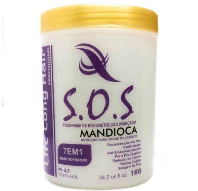 7 in 1 Reconstructing SOS Cassava Manioc Nourishing Hair Mask - 1Kg for Damaged & Dry Hair - Deep Conditioning Treatment for Split Ends & Breakage - Promotes Hair Growth & Shine - Perfect for Salon & Home Hair Care