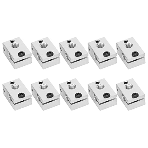 10Pcs 3D Printer Nozzle V6 Aluminum Heating Block with Silicone Cover & Pt100 Sensor Compatibility - Perfect for Ender 3, CR-10, Prusa i3 MK3S 3D Printers - Ideal for High-Temperature Printing, ABS/PLA Filament Extrusion